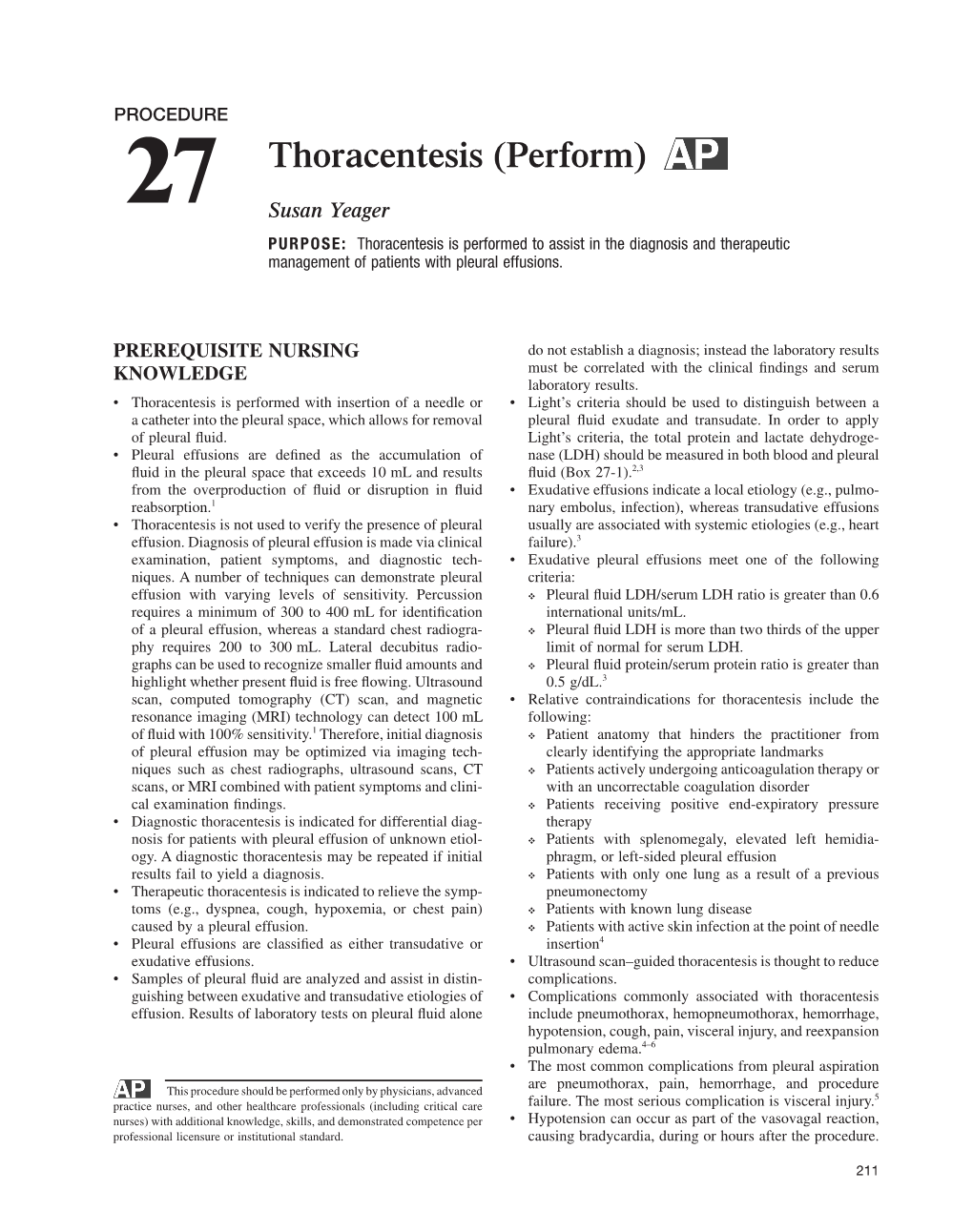 27 Thoracentesis (Perform) 213