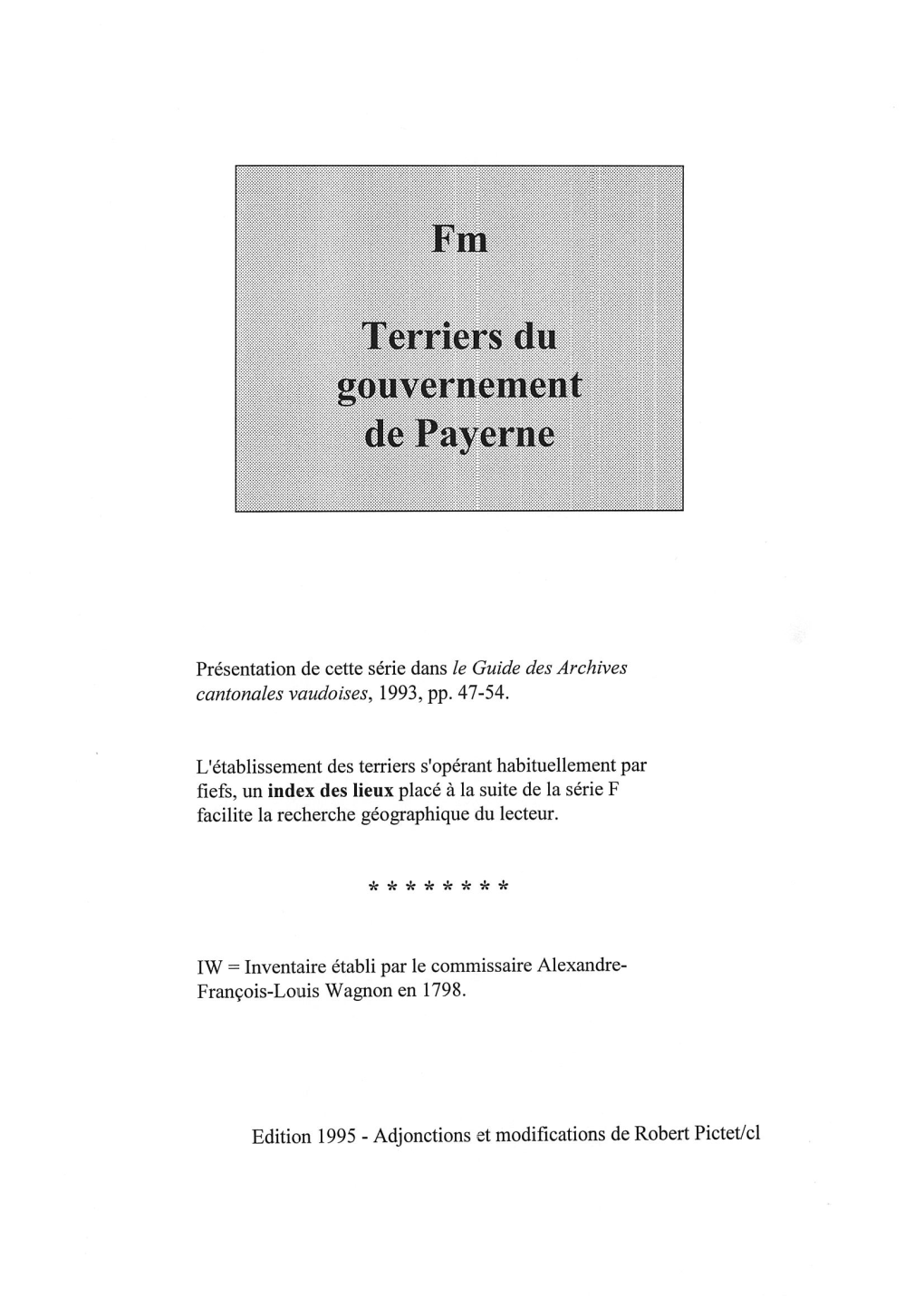 Fm Terriers Du Gouvernement De Payerne