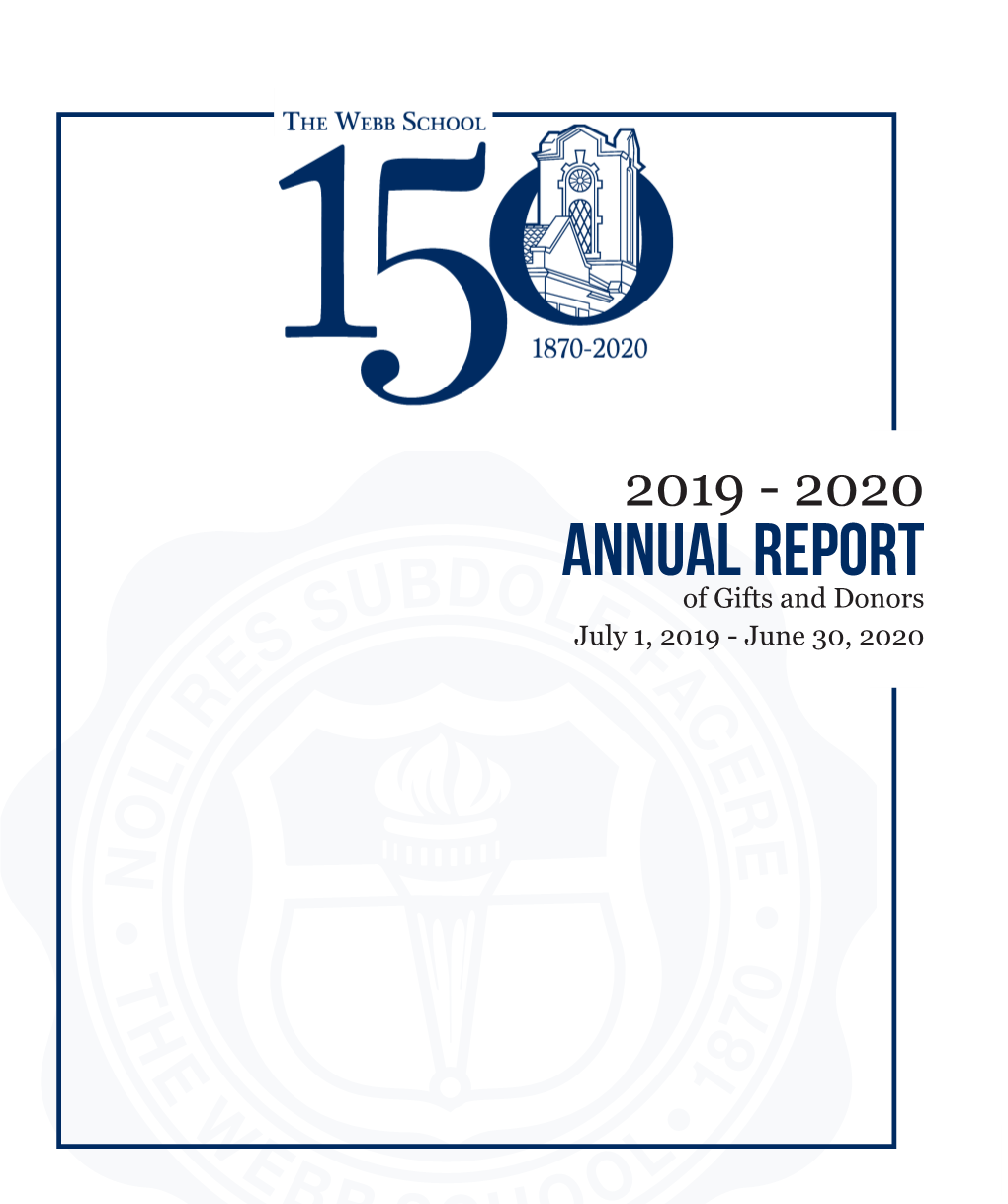 Annual Report of Gifts and Donors July 1, 2019 - June 30, 2020