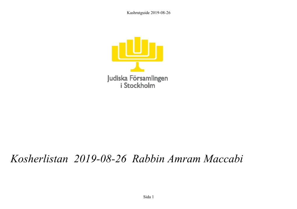 Kosherlistan 2019-08-26 Rabbin Amram Maccabi