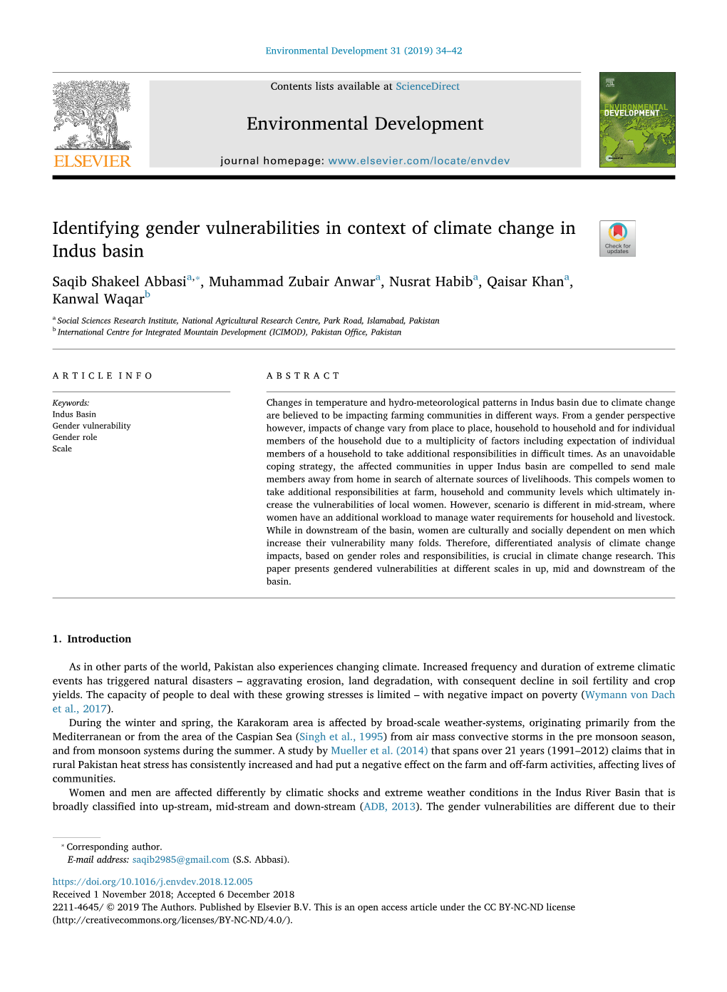 Identifying Gender Vulnerabilities in Context of Climate Change in Indus