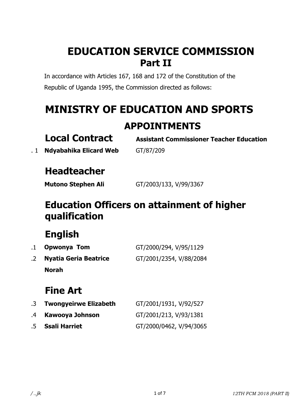 Ministry of Education and Sports Education Service