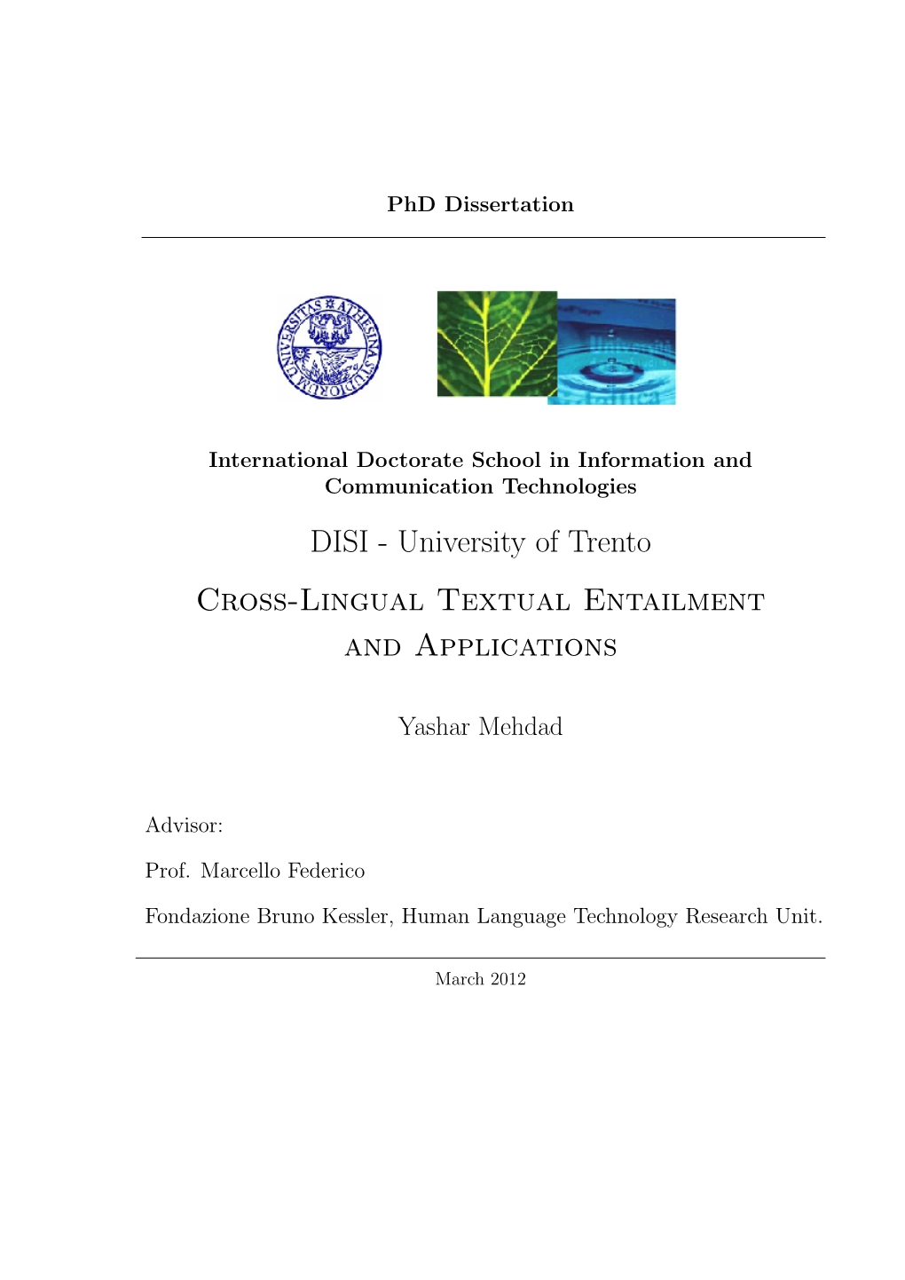 PDF (Cross-Lingual Textual Entailment and Applications)