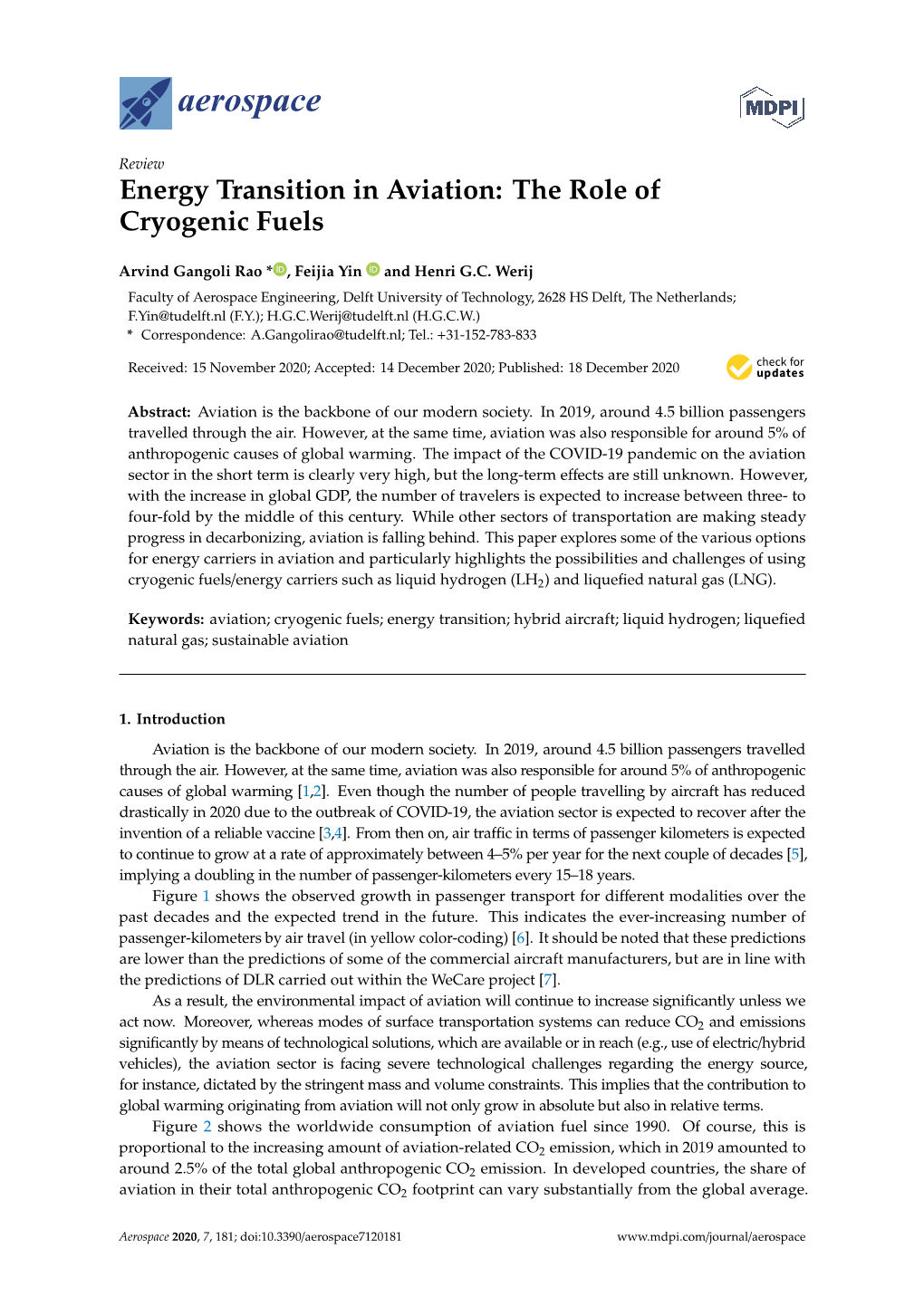 Energy Transition in Aviation: the Role of Cryogenic Fuels