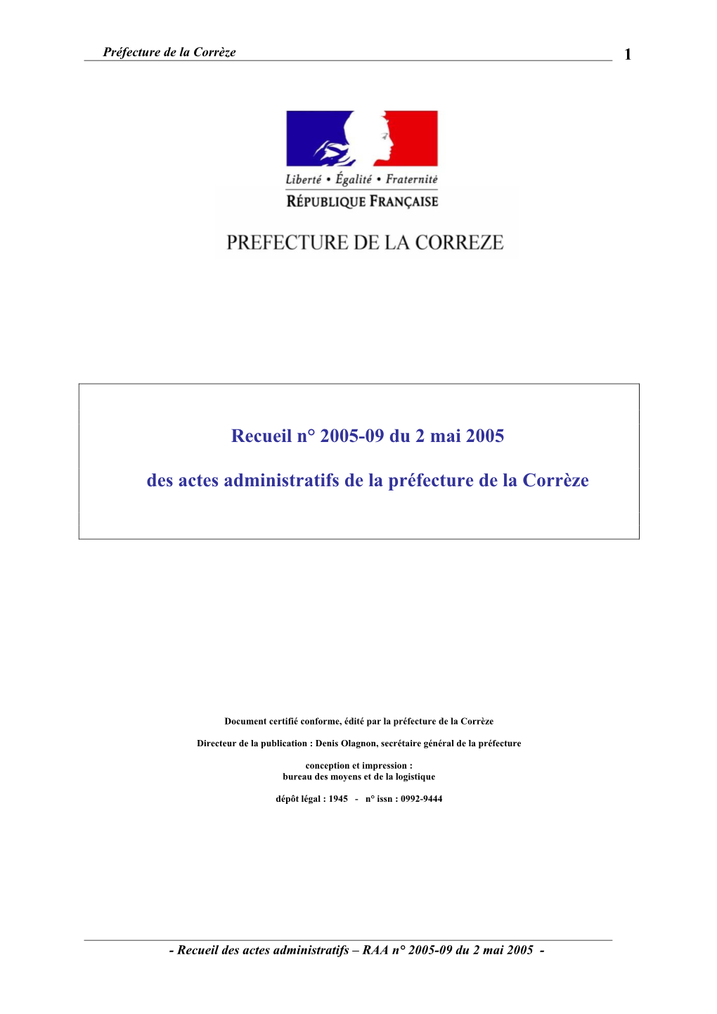 Recueil N° 2005-09 Du 2 Mai 2005