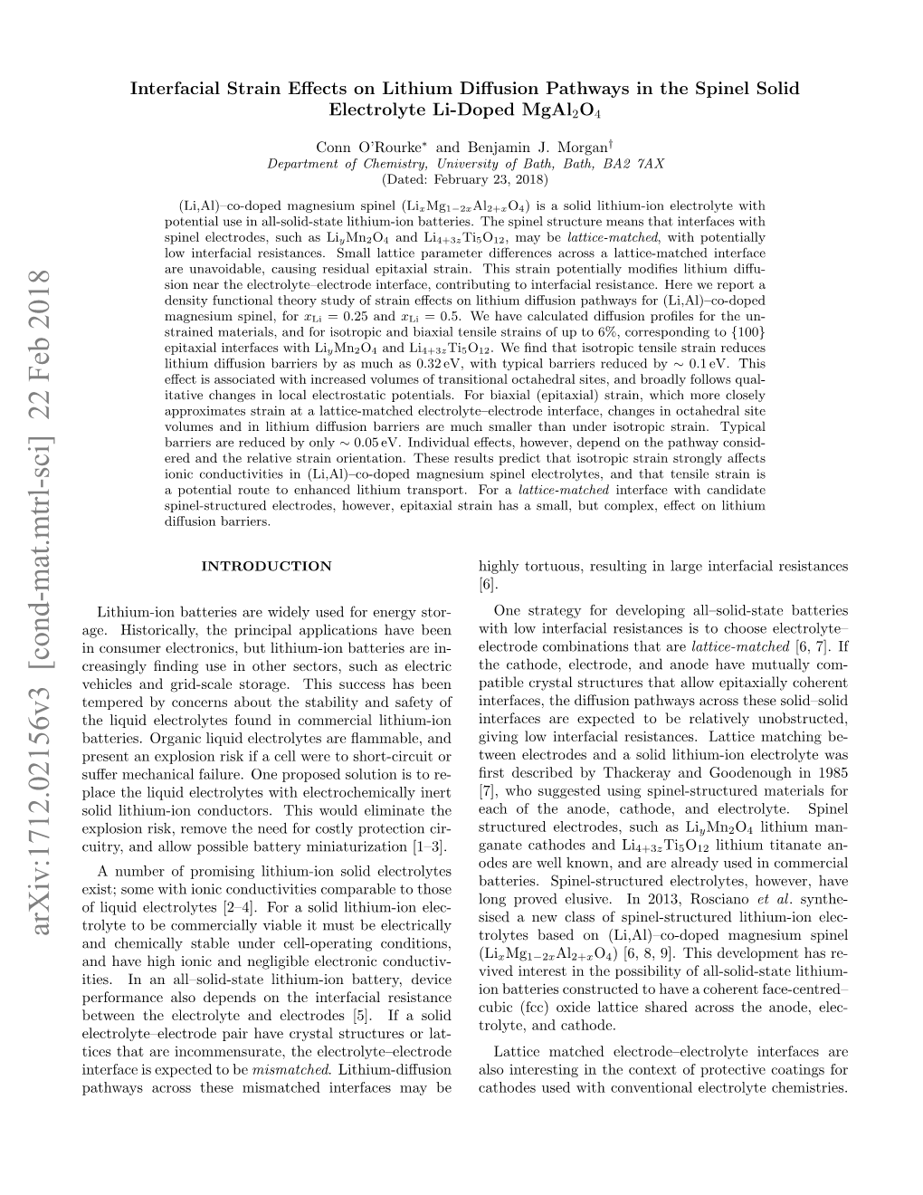 Arxiv:1712.02156V3 [Cond-Mat.Mtrl-Sci] 22 Feb 2018