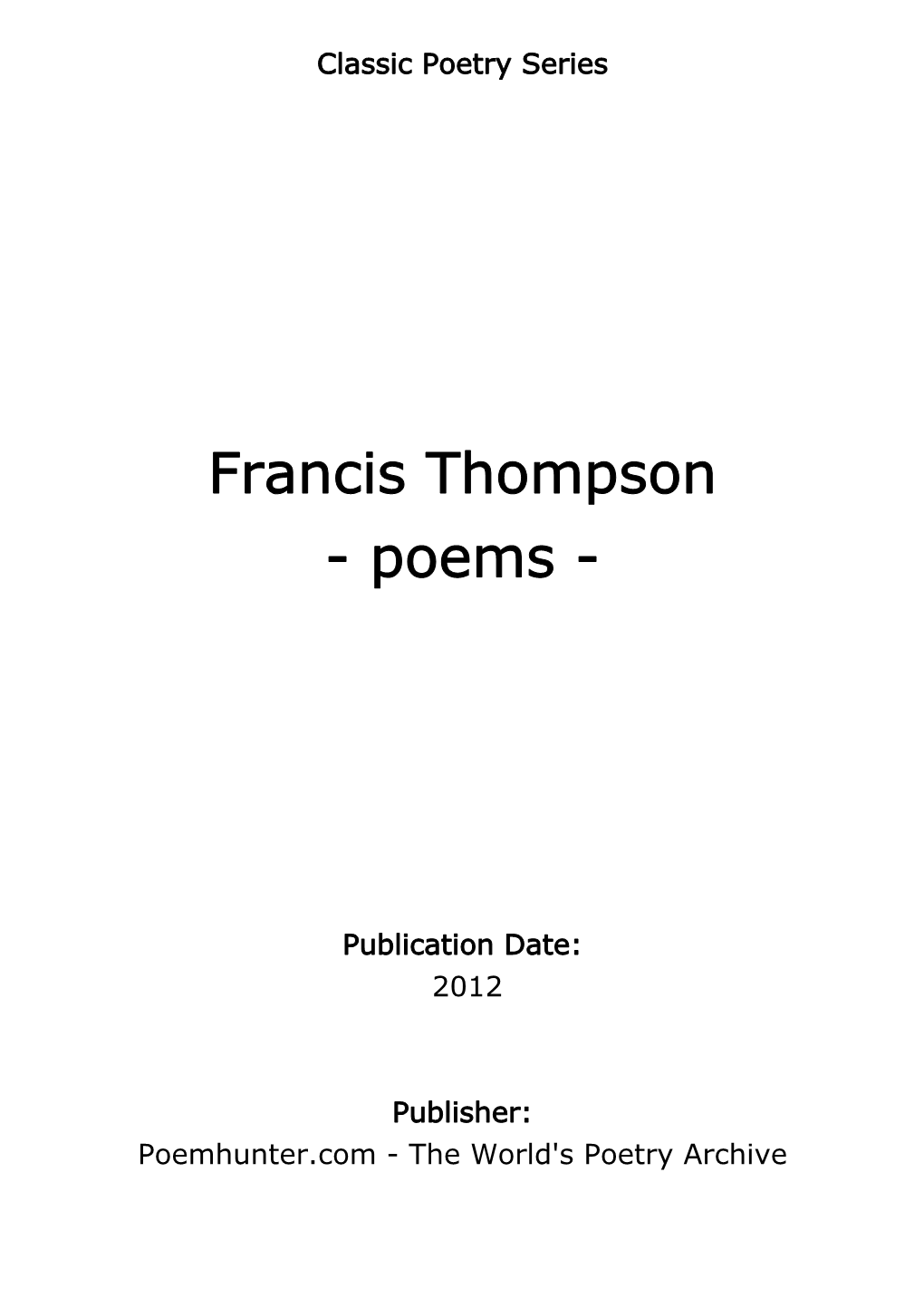 Francis Thompson - Poems