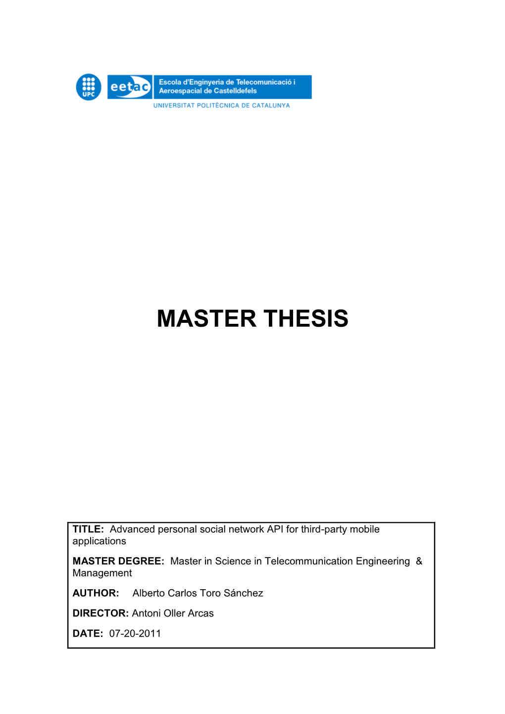 Master Thesis