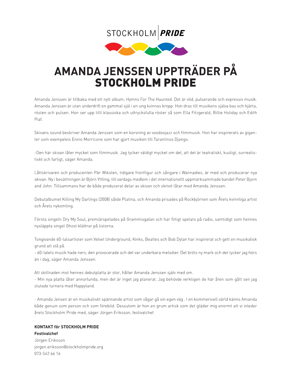 Amanda Jenssen Uppträder På Stockholm Pride