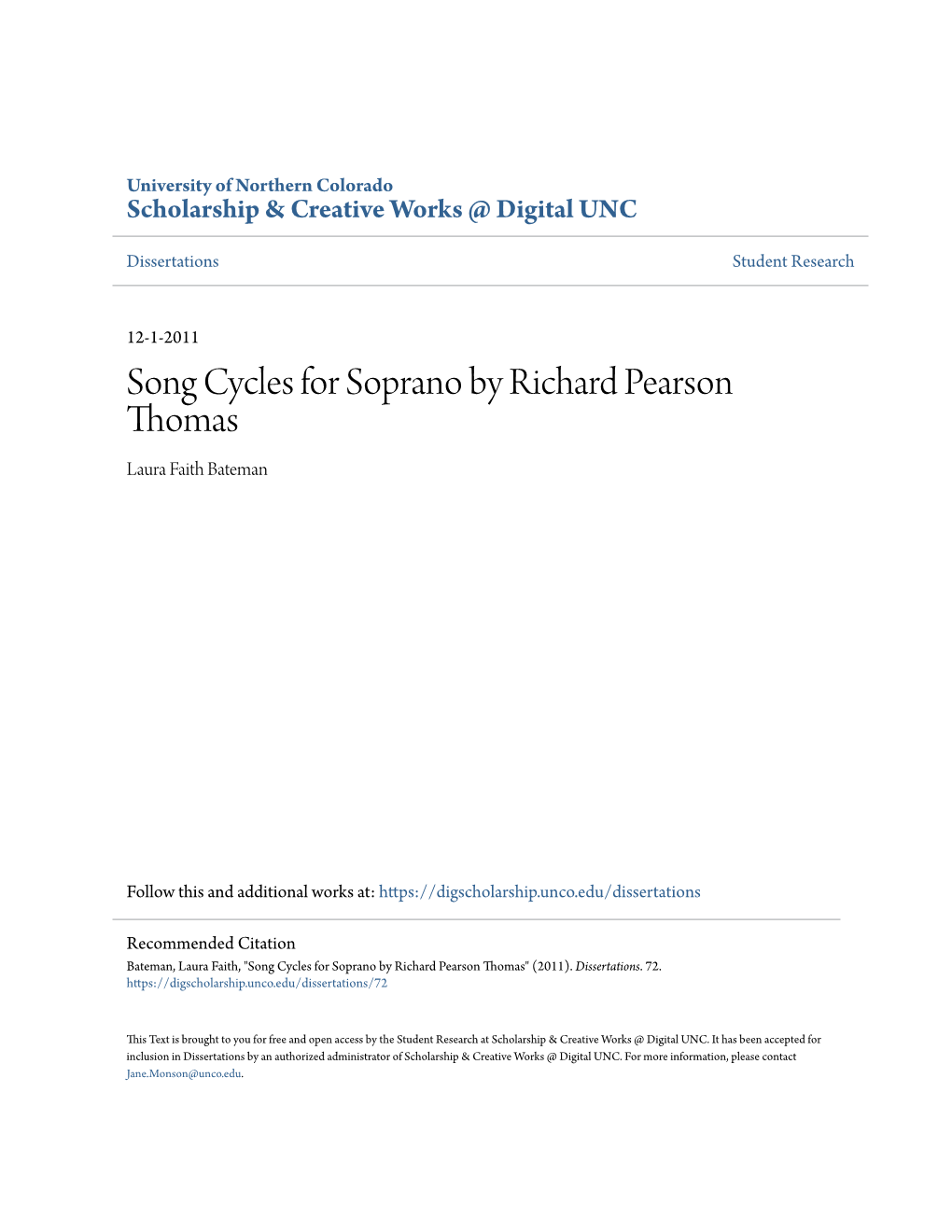 Song Cycles for Soprano by Richard Pearson Thomas Laura Faith Bateman
