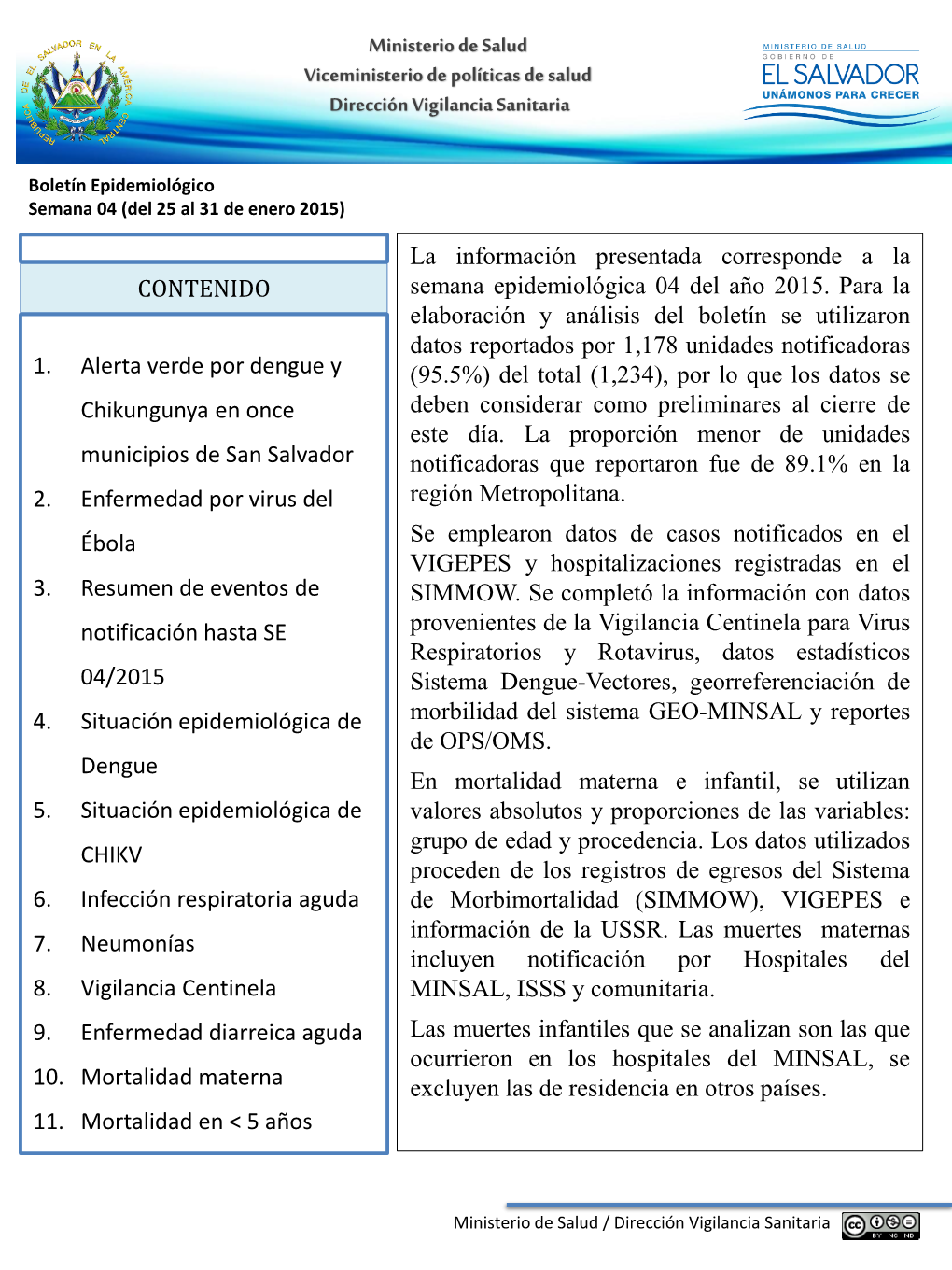 Boletín Epidemiológico Semana 04 (Del 25 Al 31 De Enero 2015)