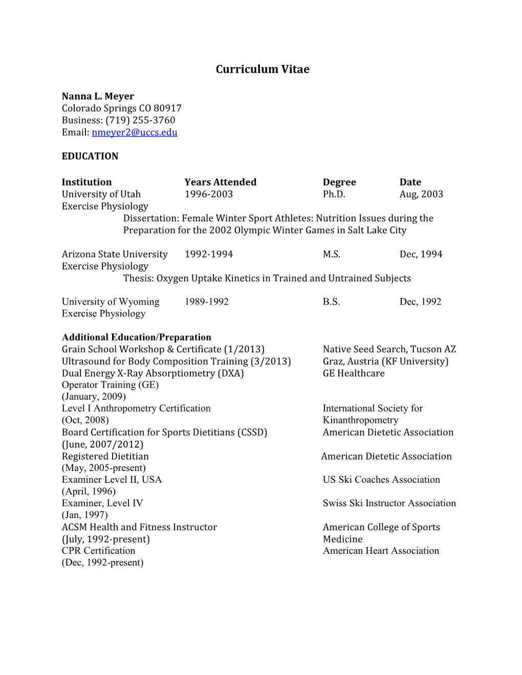 Nanna Meyer CV