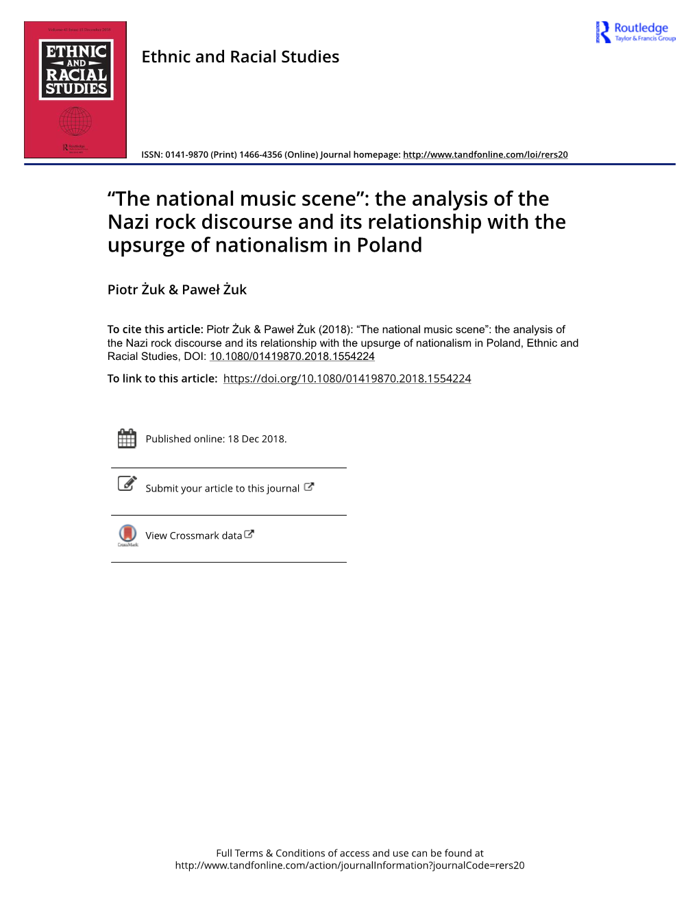 “The National Music Scene”: the Analysis of the Nazi Rock Discourse and Its Relationship with the Upsurge of Nationalism in Poland