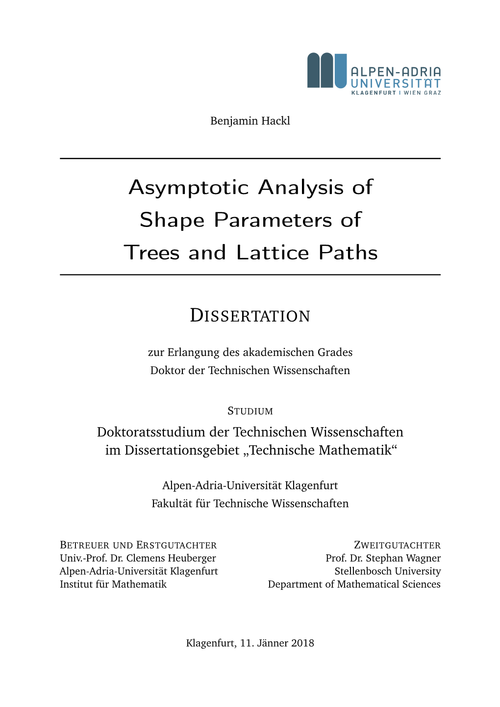 Asymptotic Analysis of Shape Parameters of Trees and Lattice Paths