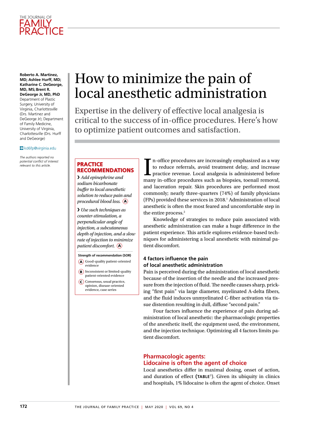 How to Minimize the Pain of Local Anesthetic Administration