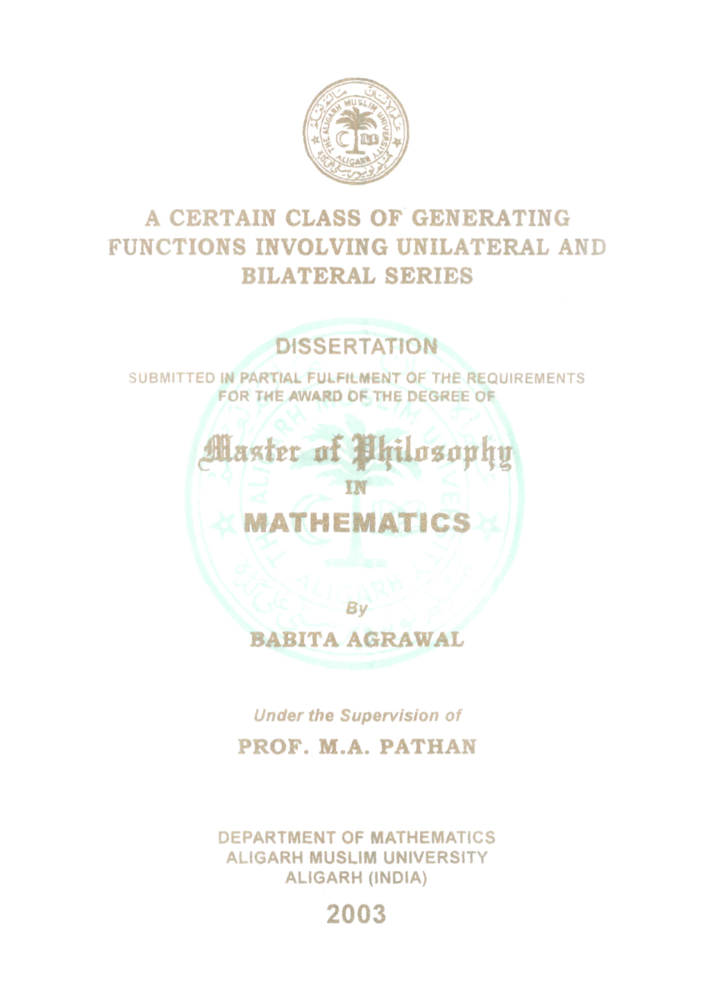 Mathematics 2003