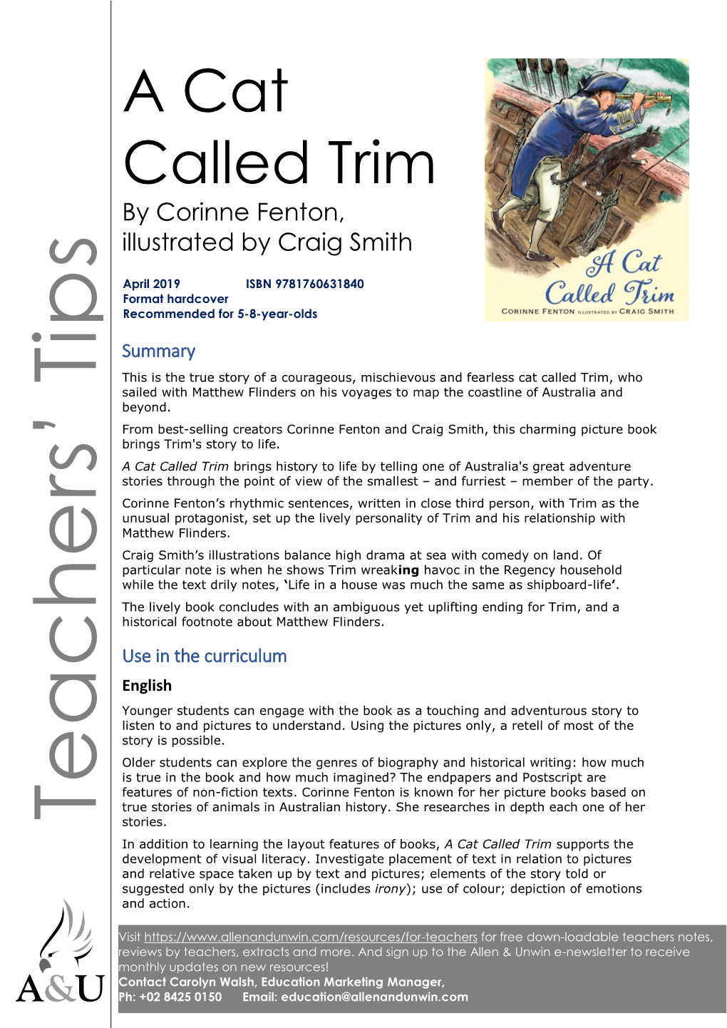 A Cat Called Trim by Corinne Fenton, Illustrated by Craig Smith