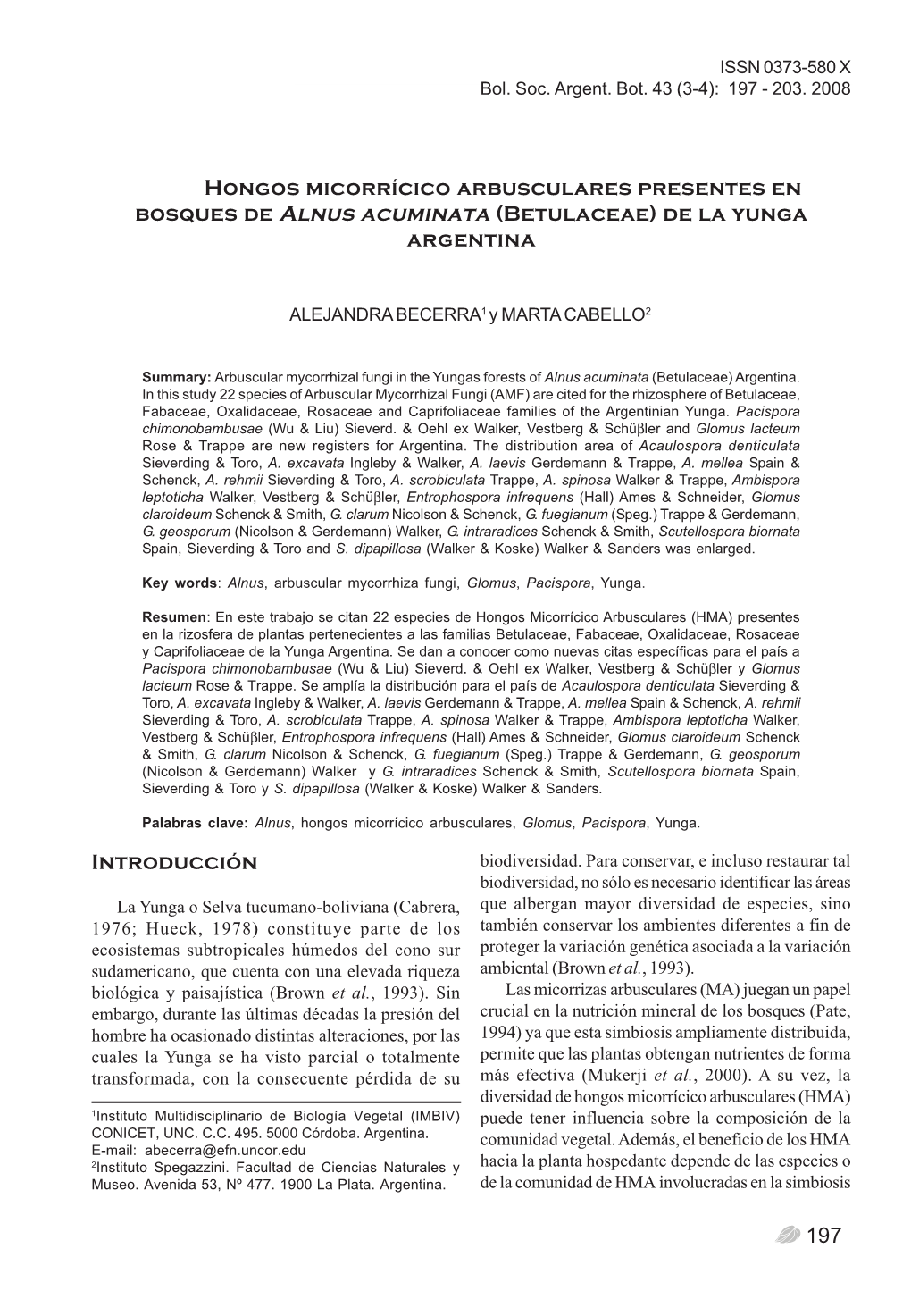 197 Hongos Micorrícico Arbusculares Presentes En Bosques De Alnus