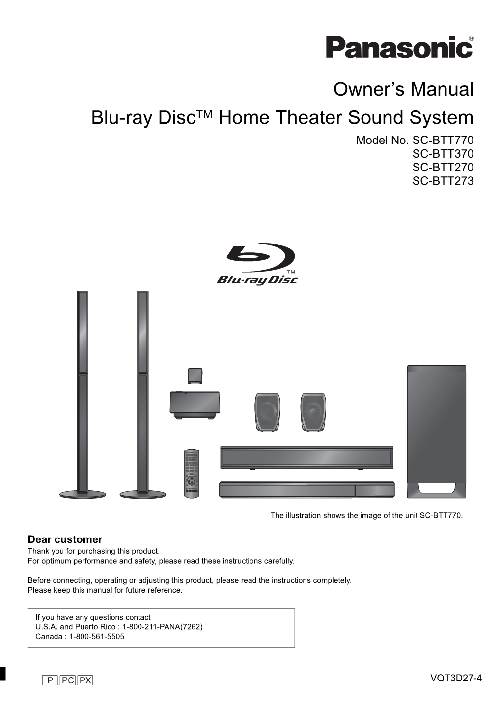 Owner's Manual Blu-Ray Disctm Home Theater Sound System