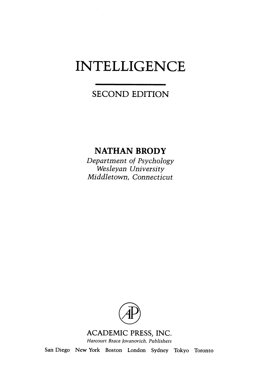 Intelligence, Second Edition