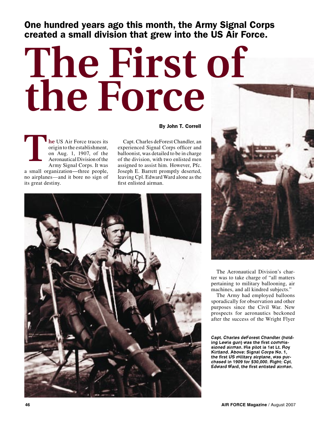 One Hundred Years Ago This Month, the Army Signal Corps Created a Small Division That Grew Into the US Air Force