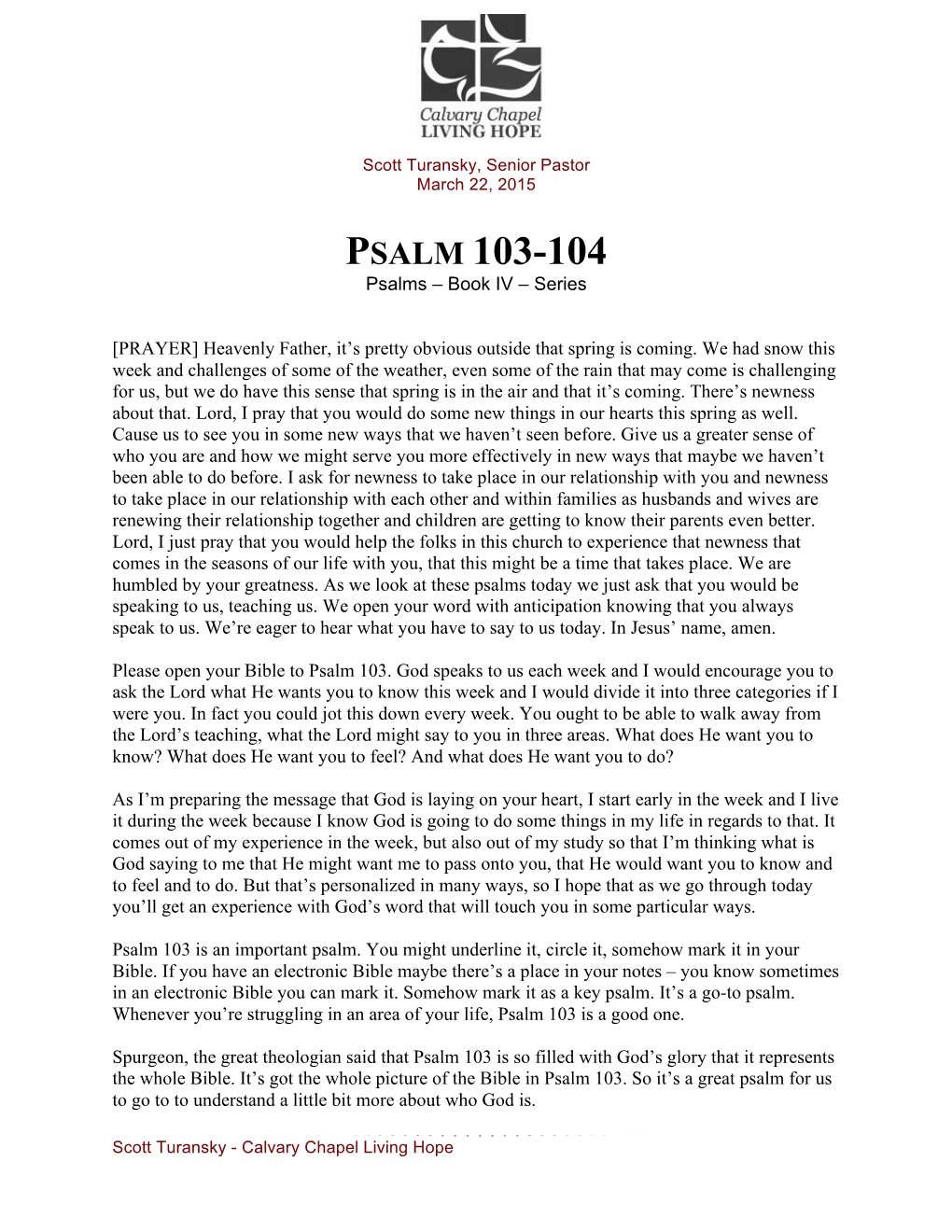 PSALM 103-104 Psalms – Book IV – Series