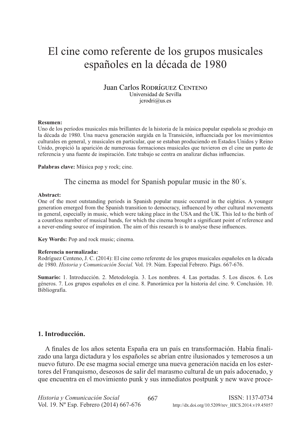 El Cine Como Referente De Los Grupos Musicales Españoles En La Década De 1980