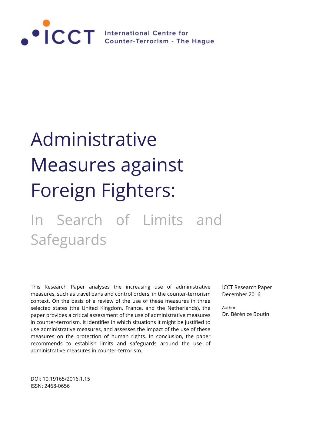 Administrative Measures Against Foreign Fighters