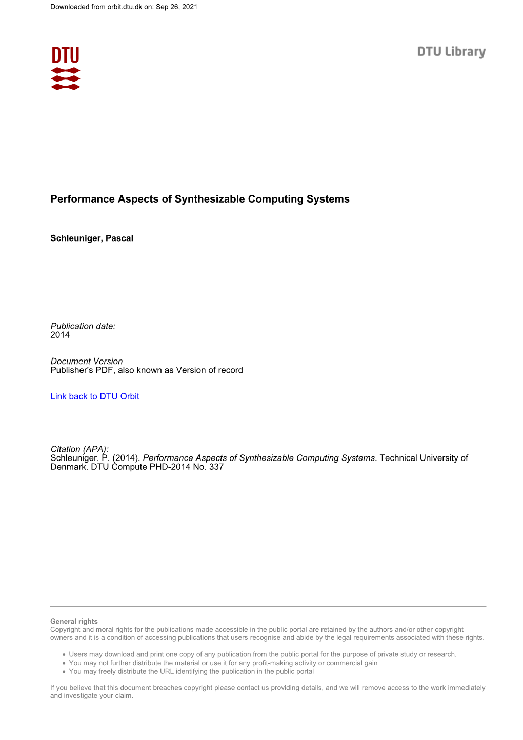 Performance Aspects of Synthesizable Computing Systems