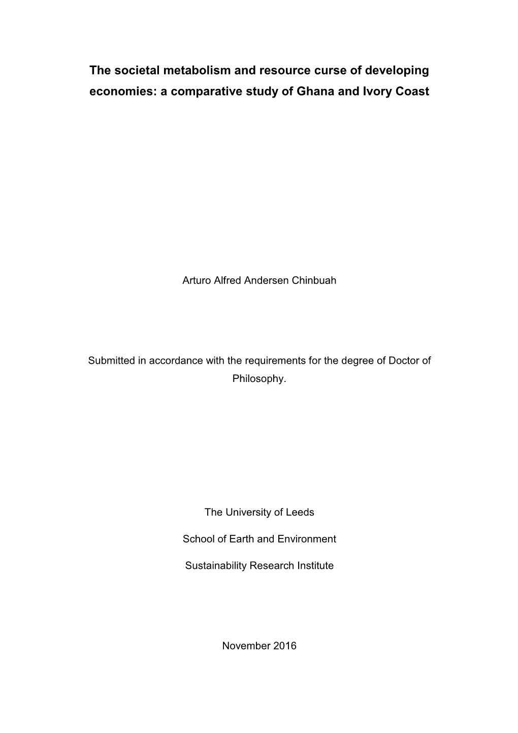 The Societal Metabolism and Resource Curse of Developing Economies: a Comparative Study of Ghana and Ivory Coast