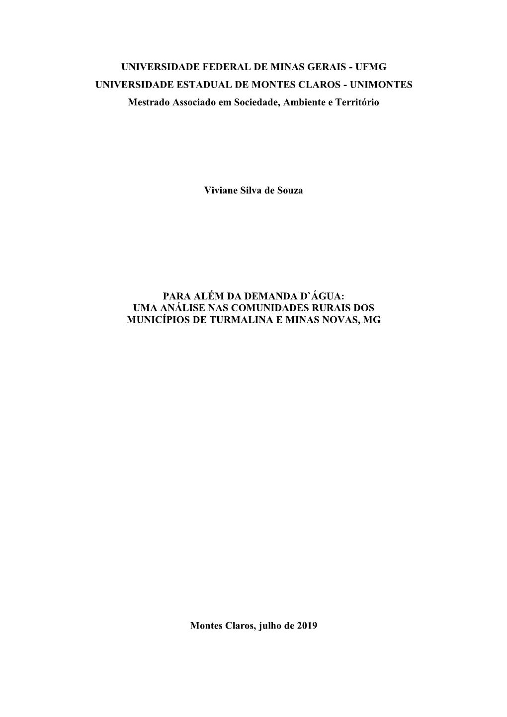 Uma Análise Nas Comunidades Rurais Dos Municípios De Turmalina E Minas Novas, Mg