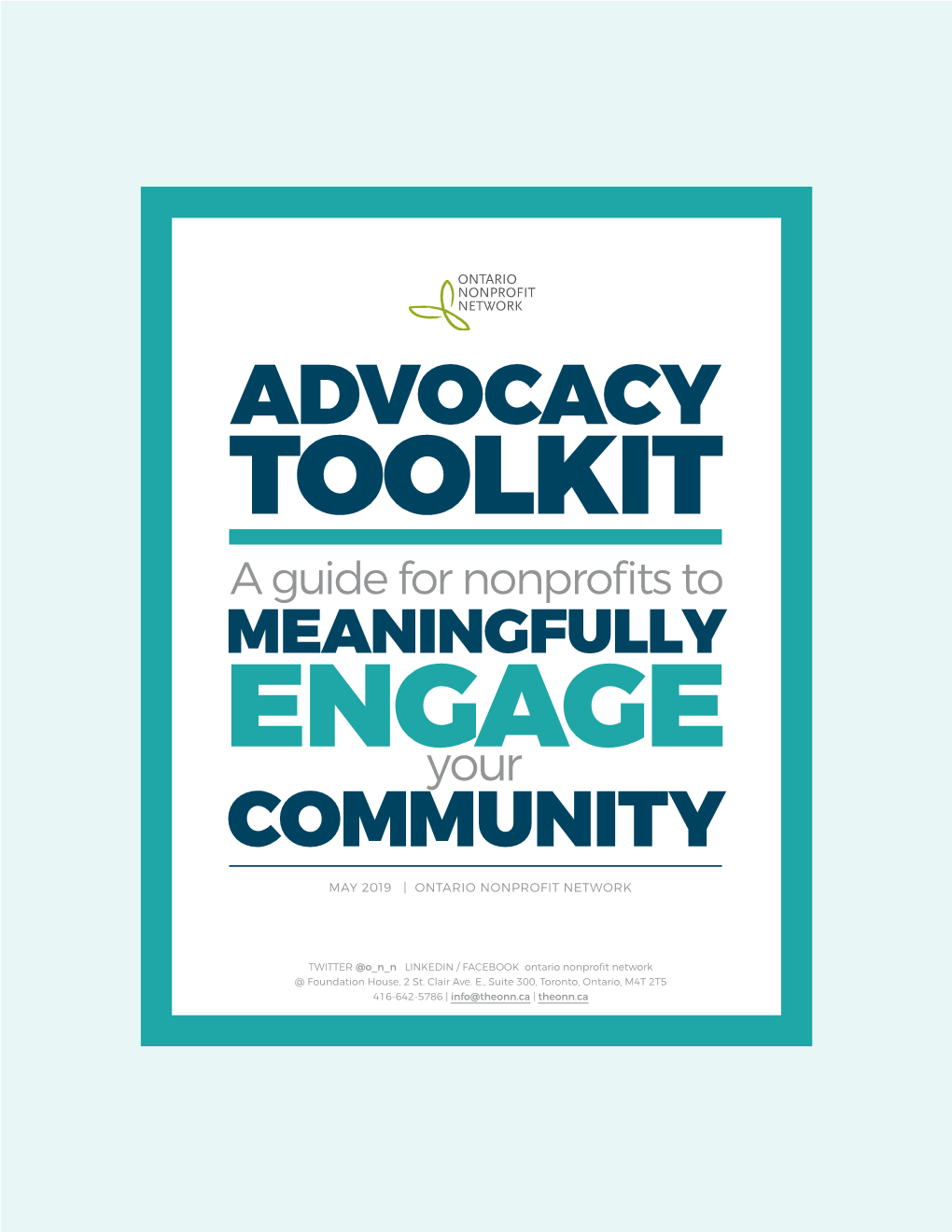 ADVOCACY TOOLKIT a Guide for Nonprofits to MEANINGFULLY