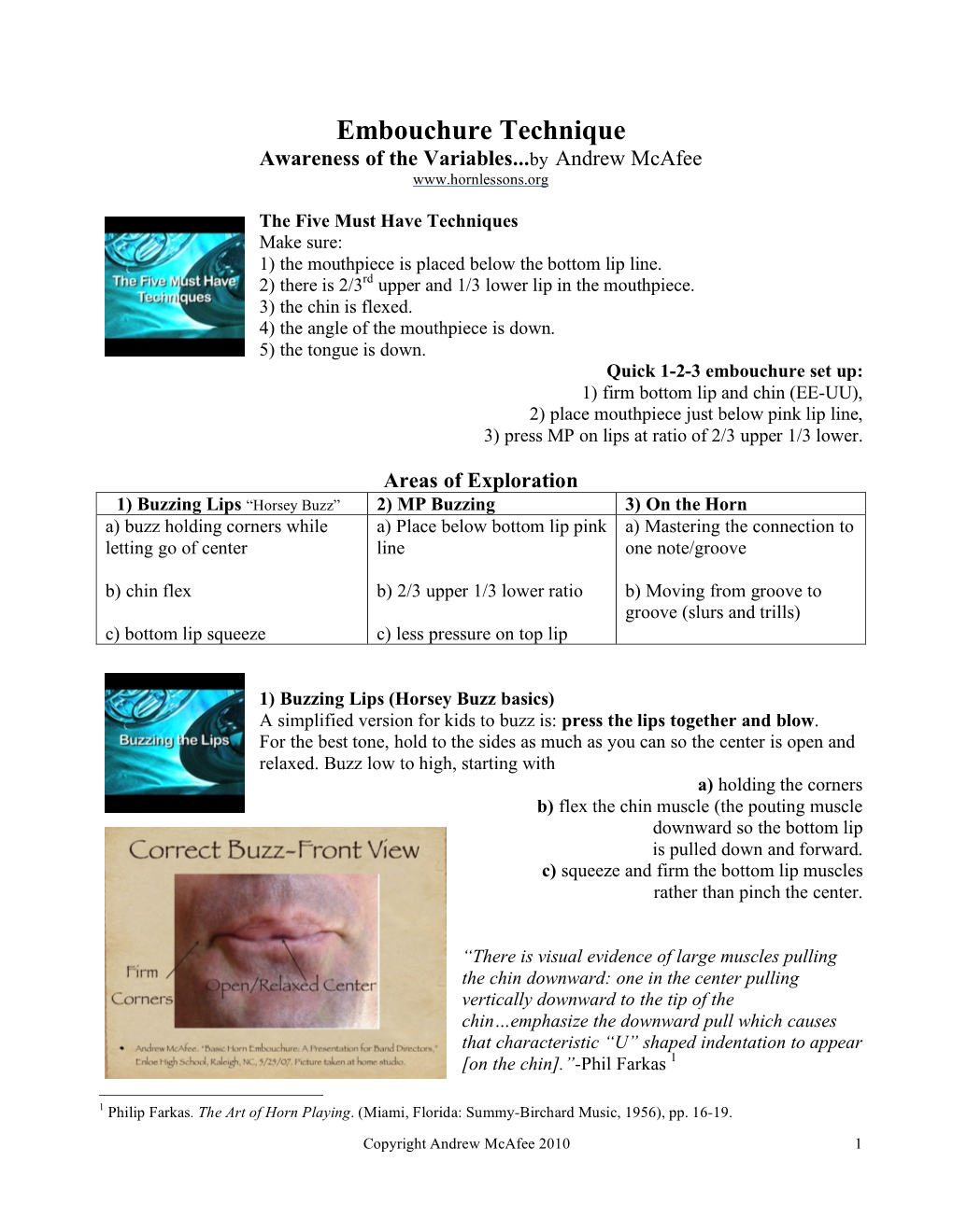 Embouchure Technique Awareness of the Variables...By Andrew Mcafee