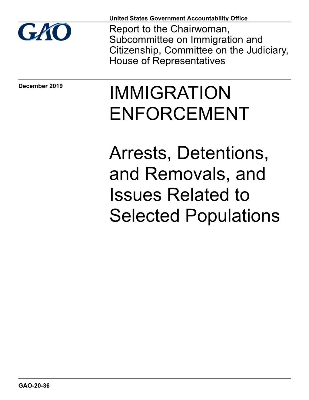 Gao-20-36, Immigration Enforcement