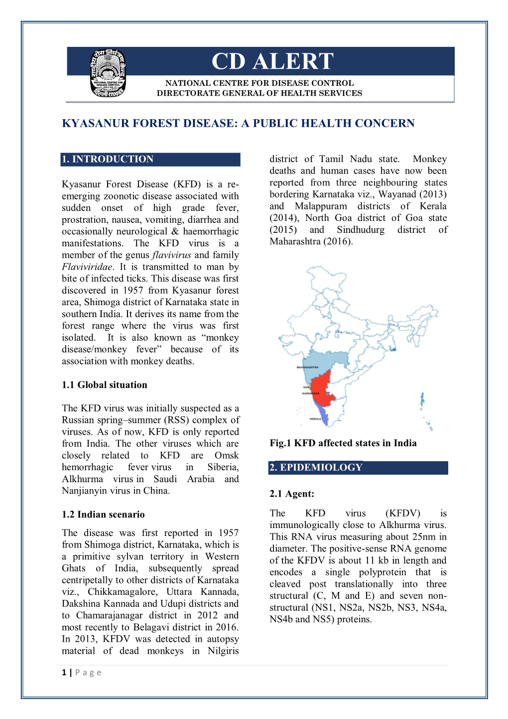 Cd Alert National Centre for Disease Control Directorate General of Health Services