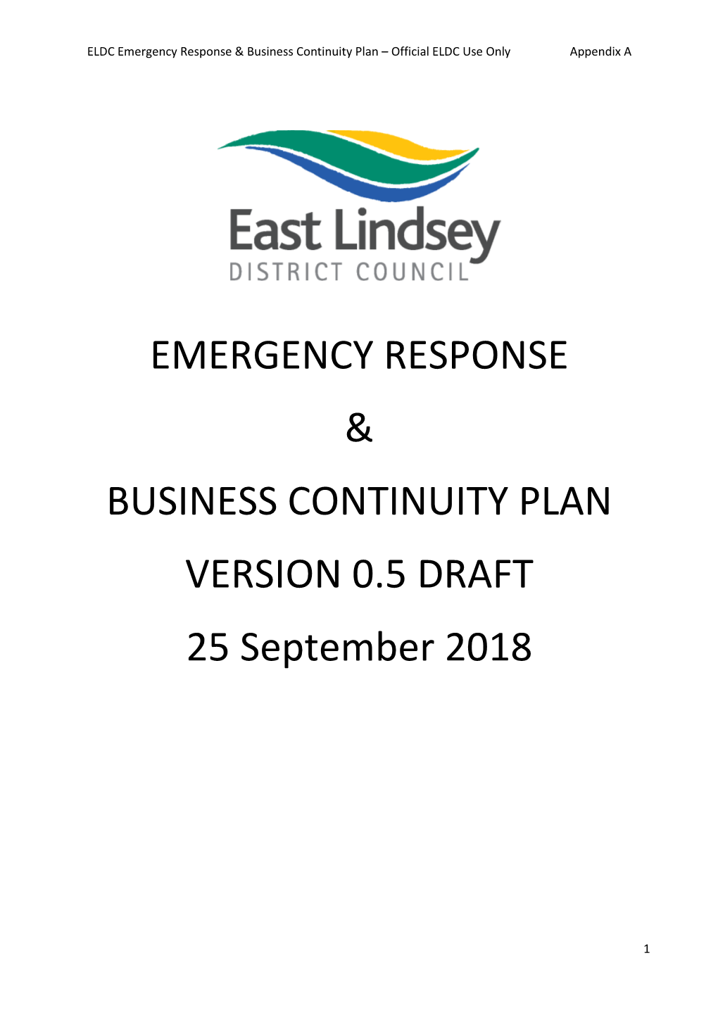 ELDC Emergency Response and Business Continuity Plan V0.5