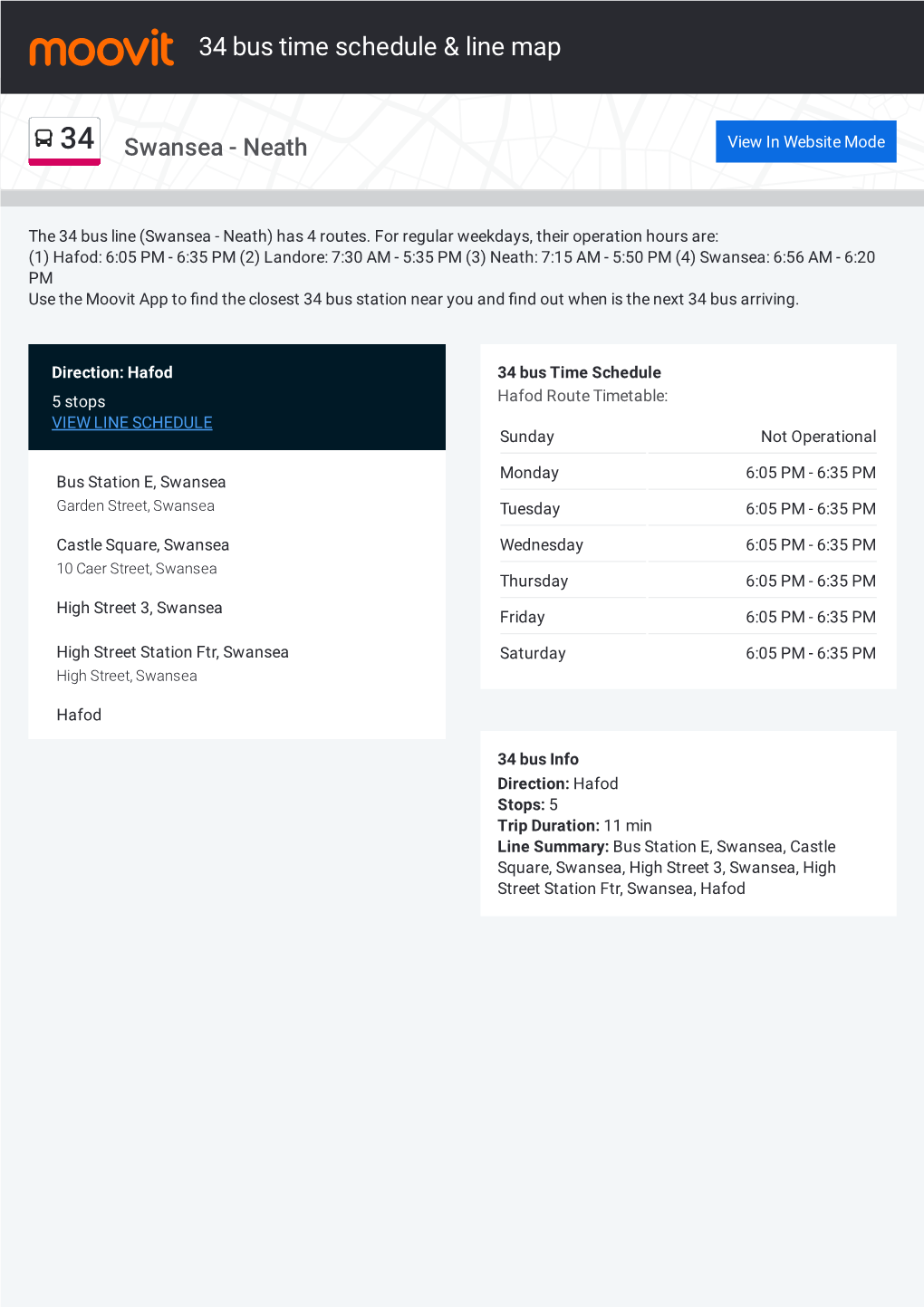 34 Bus Time Schedule & Line Route