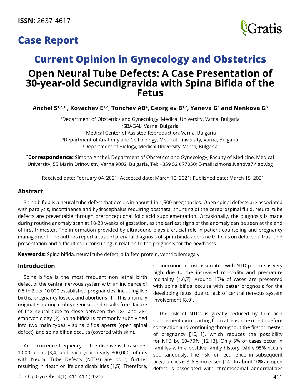 Open Neural Tube Defects: a Case Presentation of 30-Year-Old Secundigravida with Spina Bifida of the Fetus