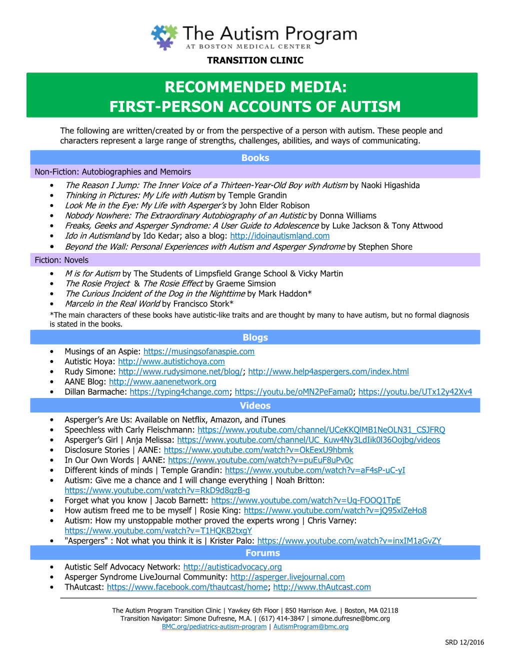 First-Person Accounts of Autism