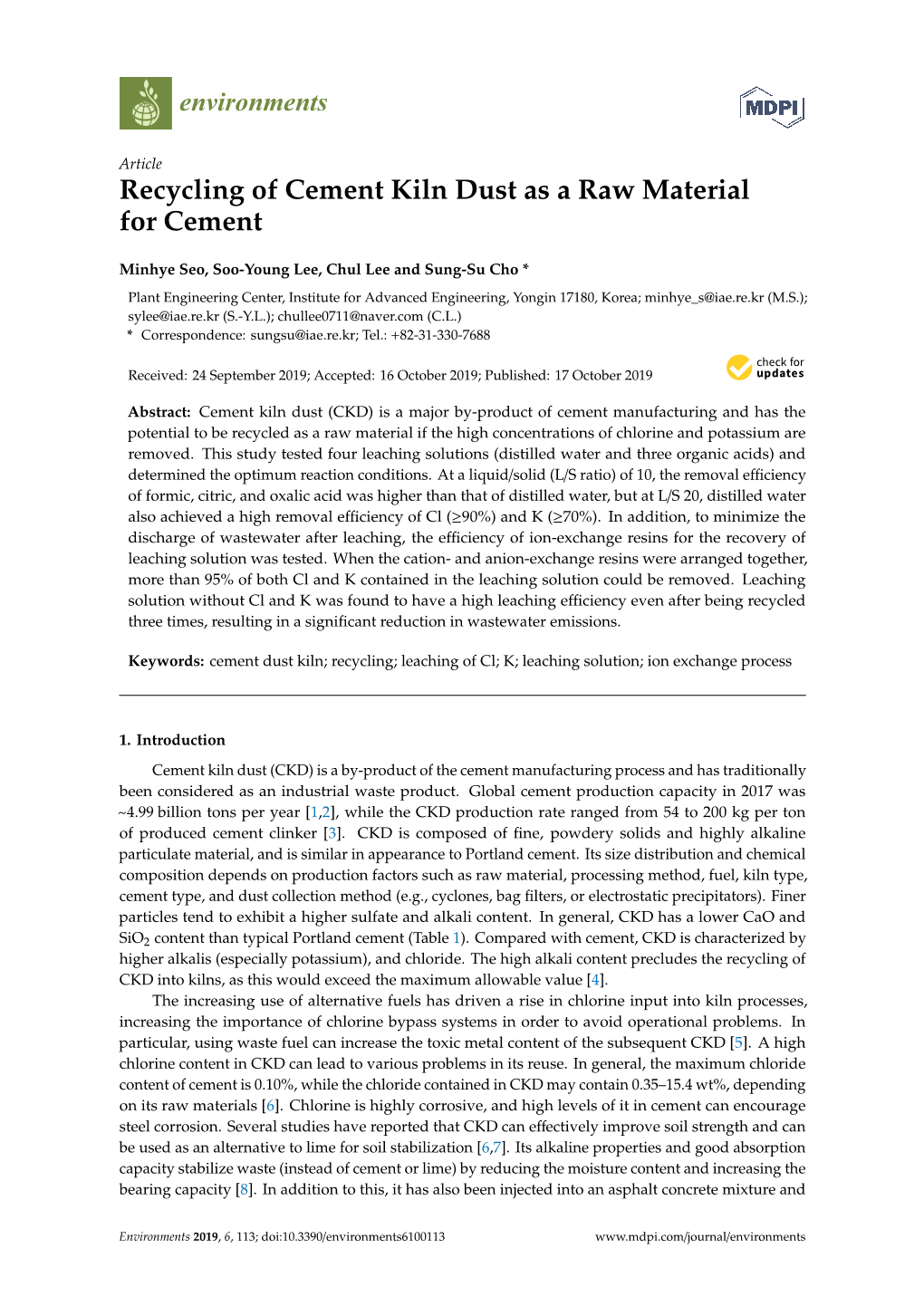 Recycling of Cement Kiln Dust As a Raw Material for Cement