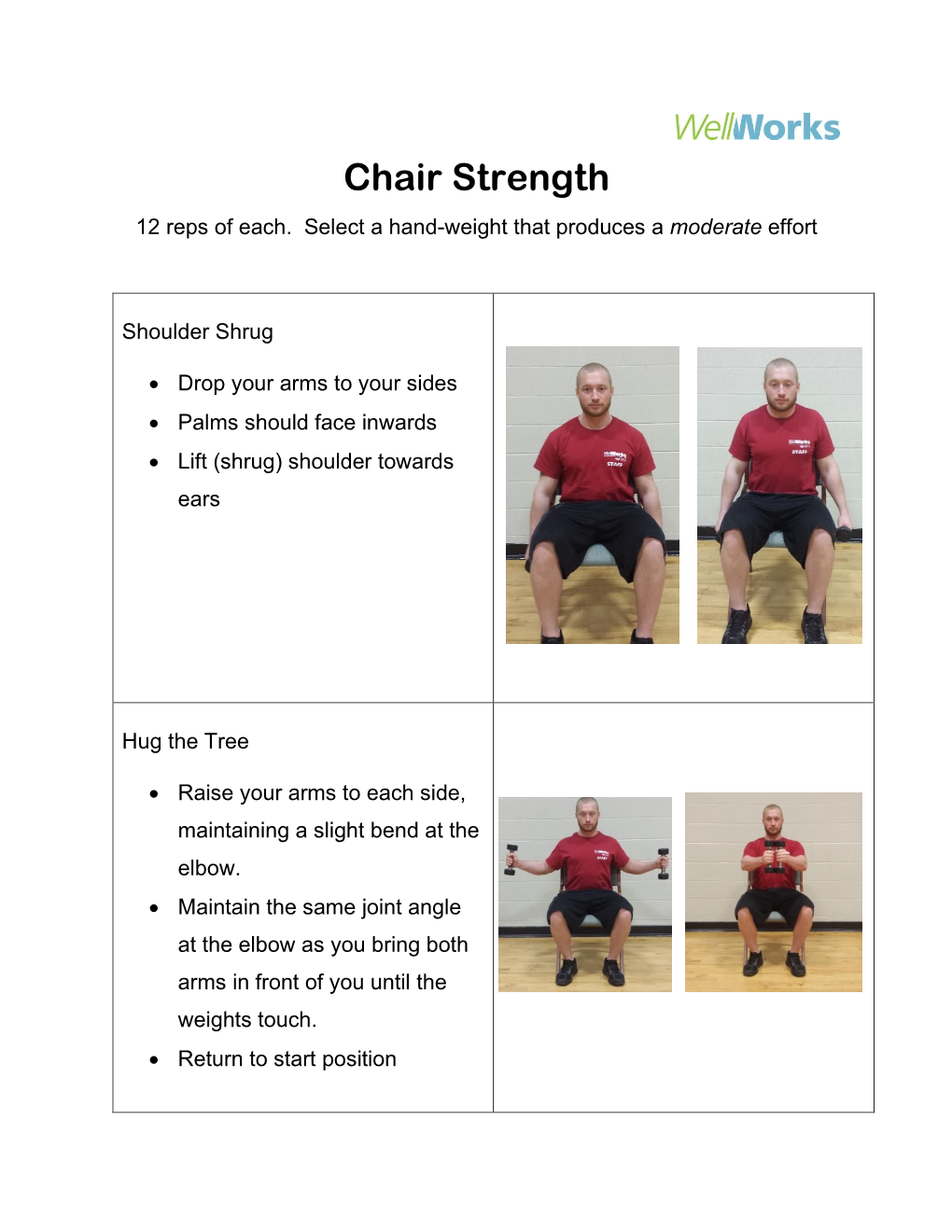 Chair Strength 12 Reps of Each