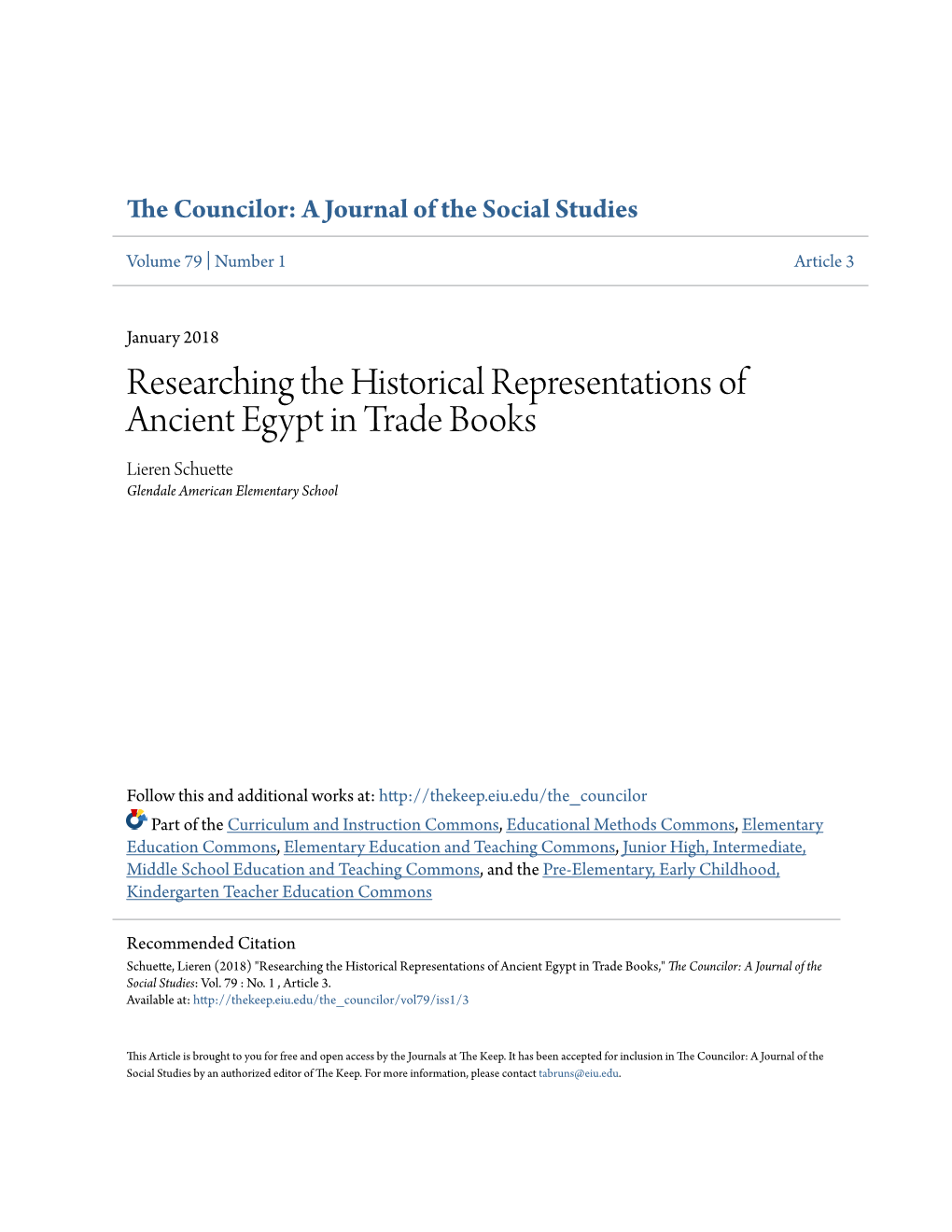 Researching the Historical Representations of Ancient Egypt in Trade Books Lieren Schuette Glendale American Elementary School