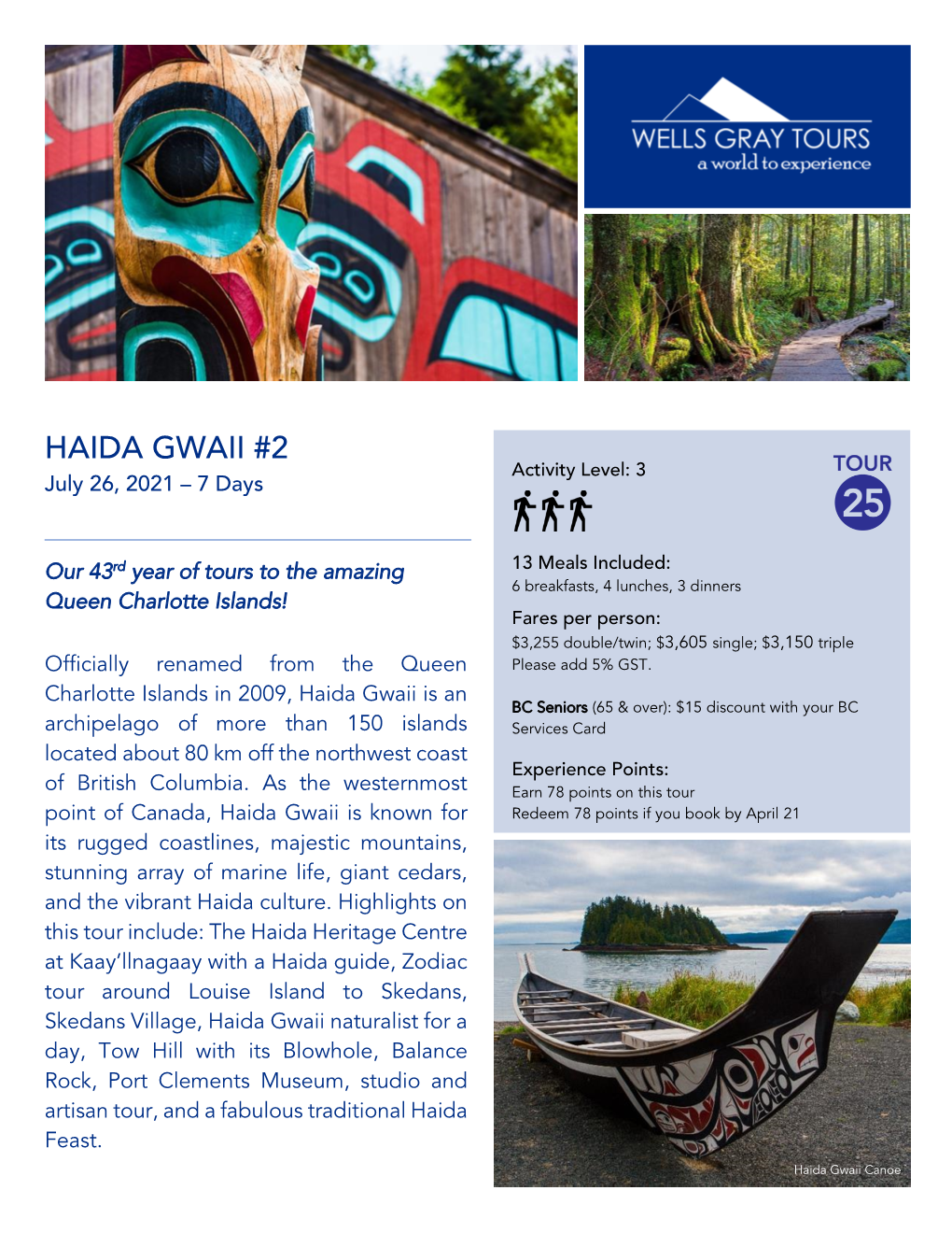 HAIDA GWAII #2 Activity Level: 3 July 26, 2021 – 7 Days