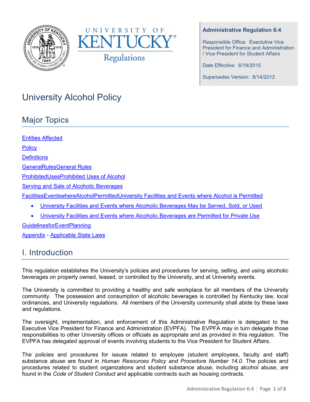 Alcohol Policy