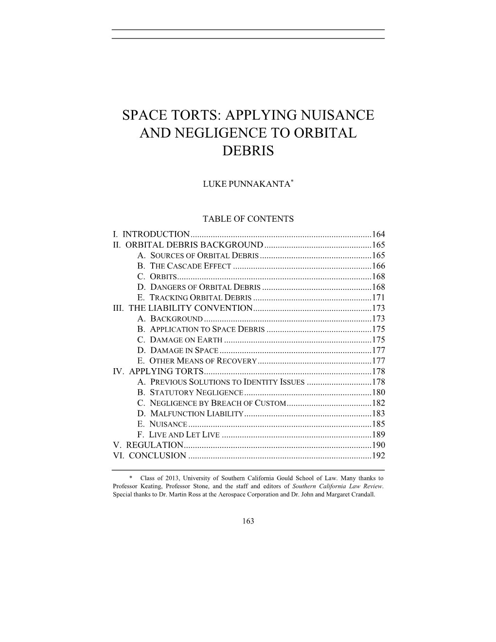 Applying Nuisance and Negligence to Orbital Debris