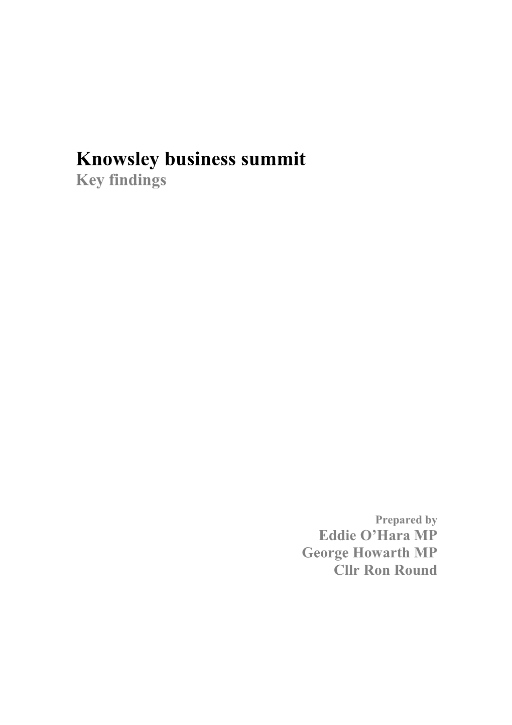 Knowsley Business Summit Key Findings