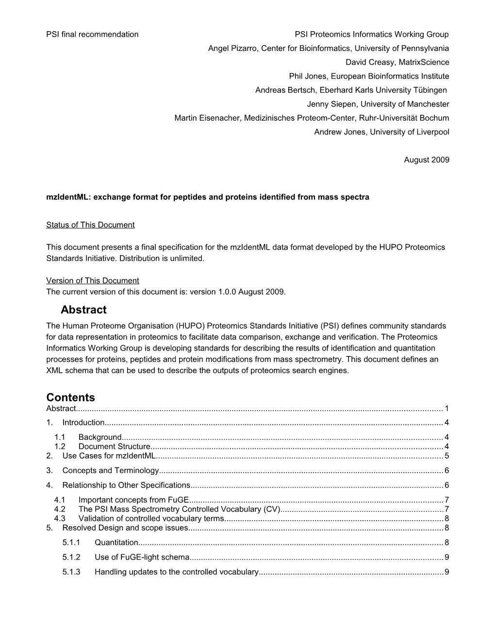 Analysisxml Specification Document