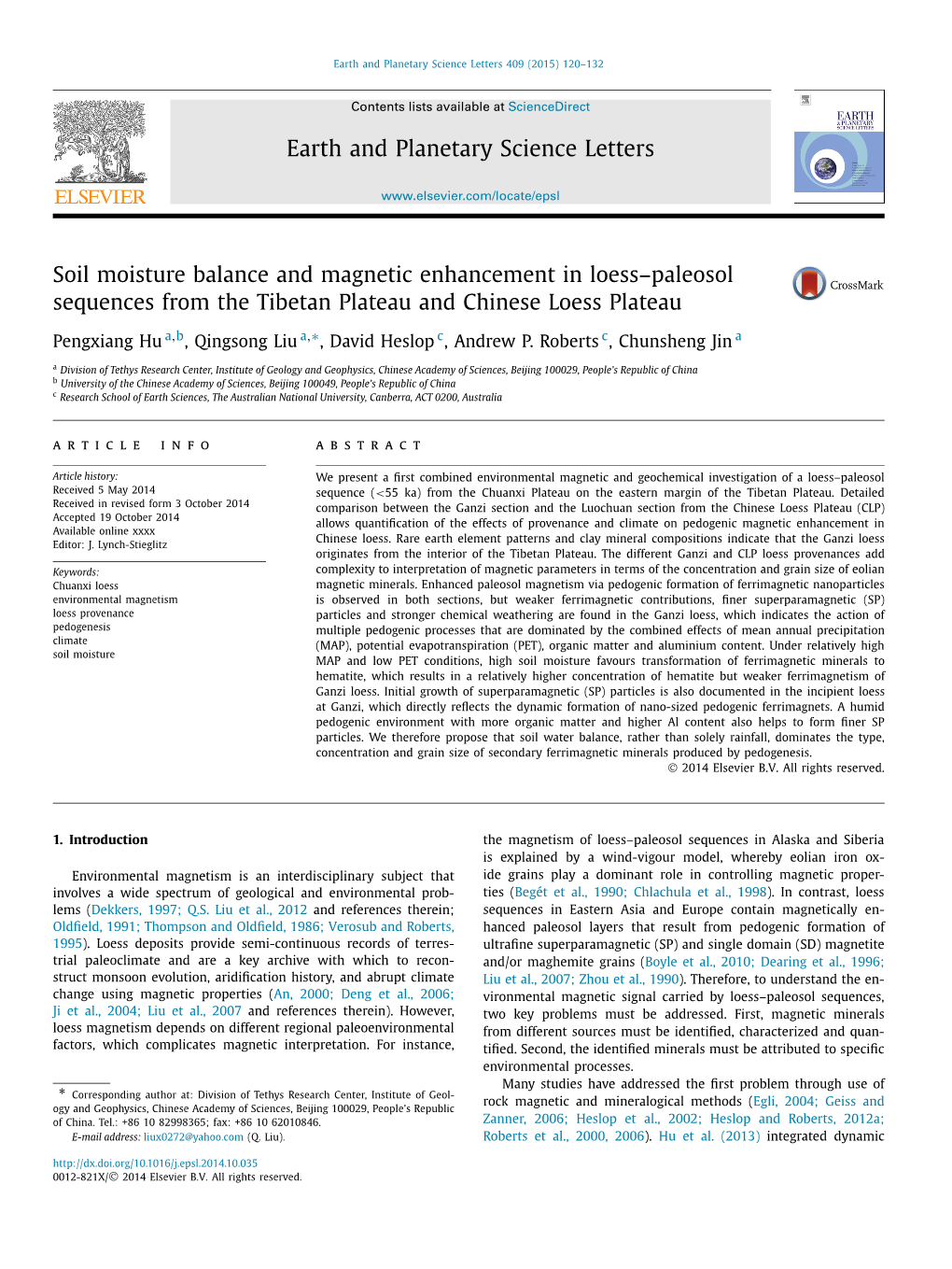 Soil Moisture Balance and Magnetic Enhancement in Loess–Paleosol