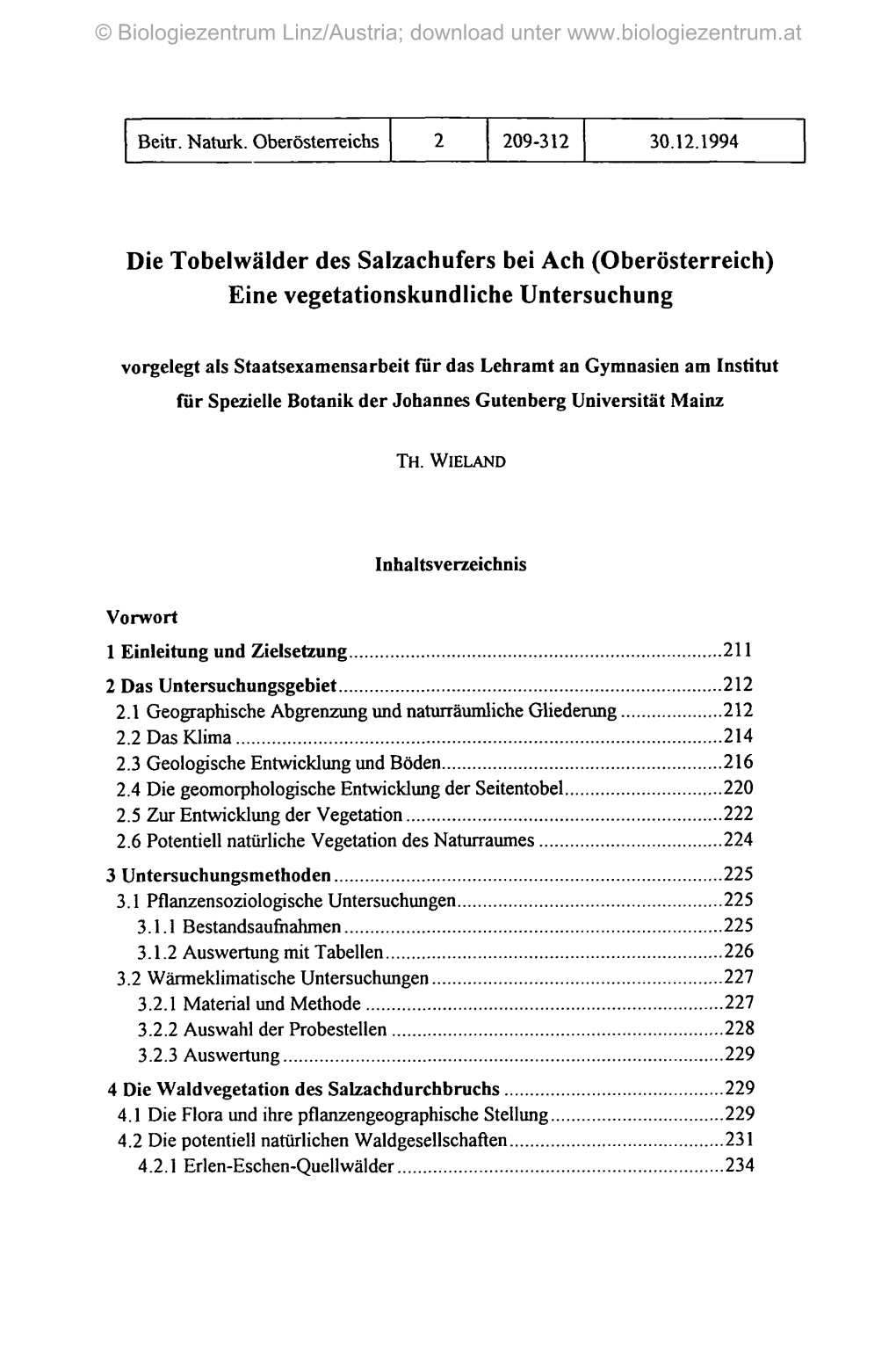 Die Tobelwälder Des Salzachufers Bei Ach (Oberösterreich) Eine Vegetationskundliche Untersuchung