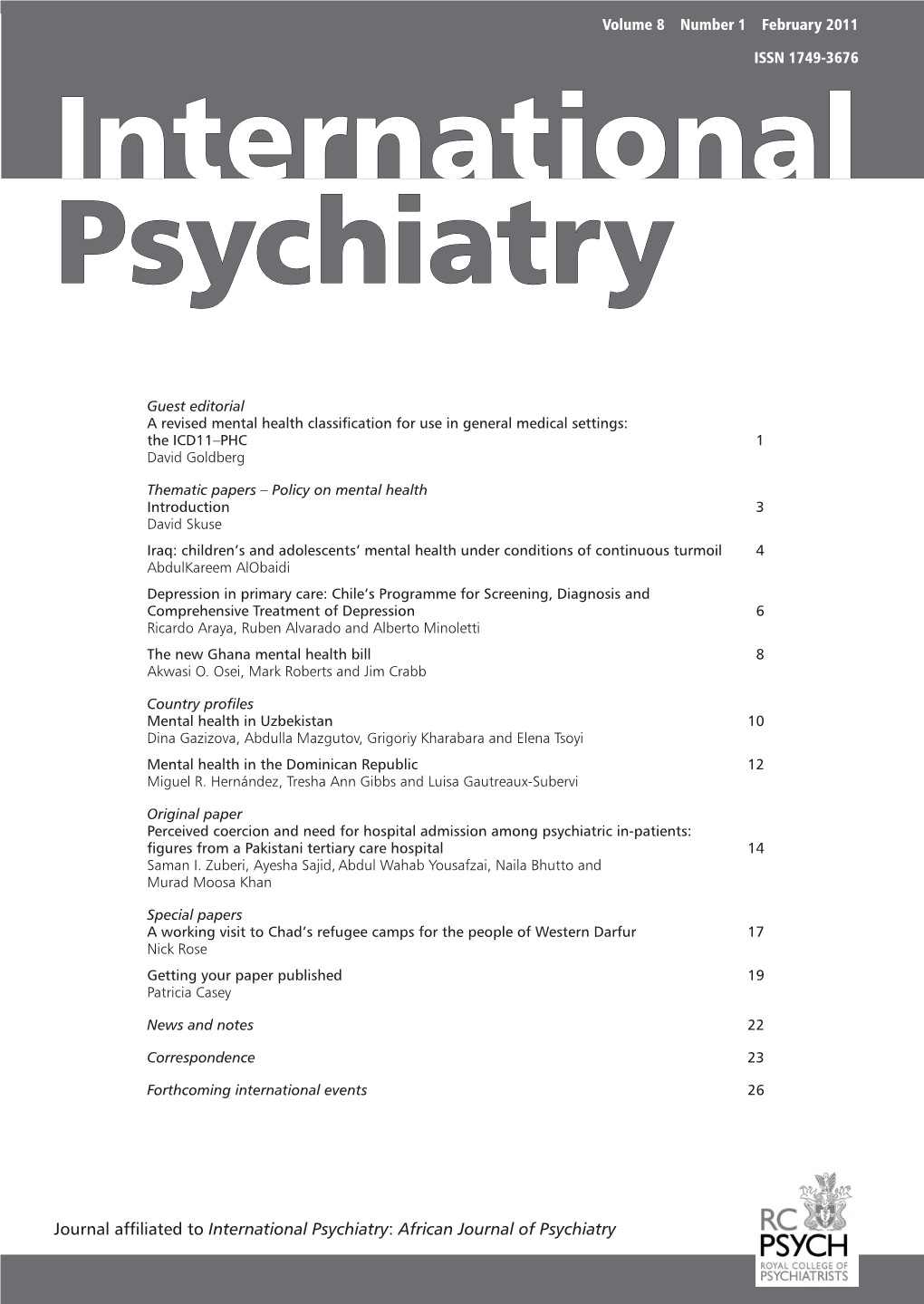 Journal Affiliated to International Psychiatry